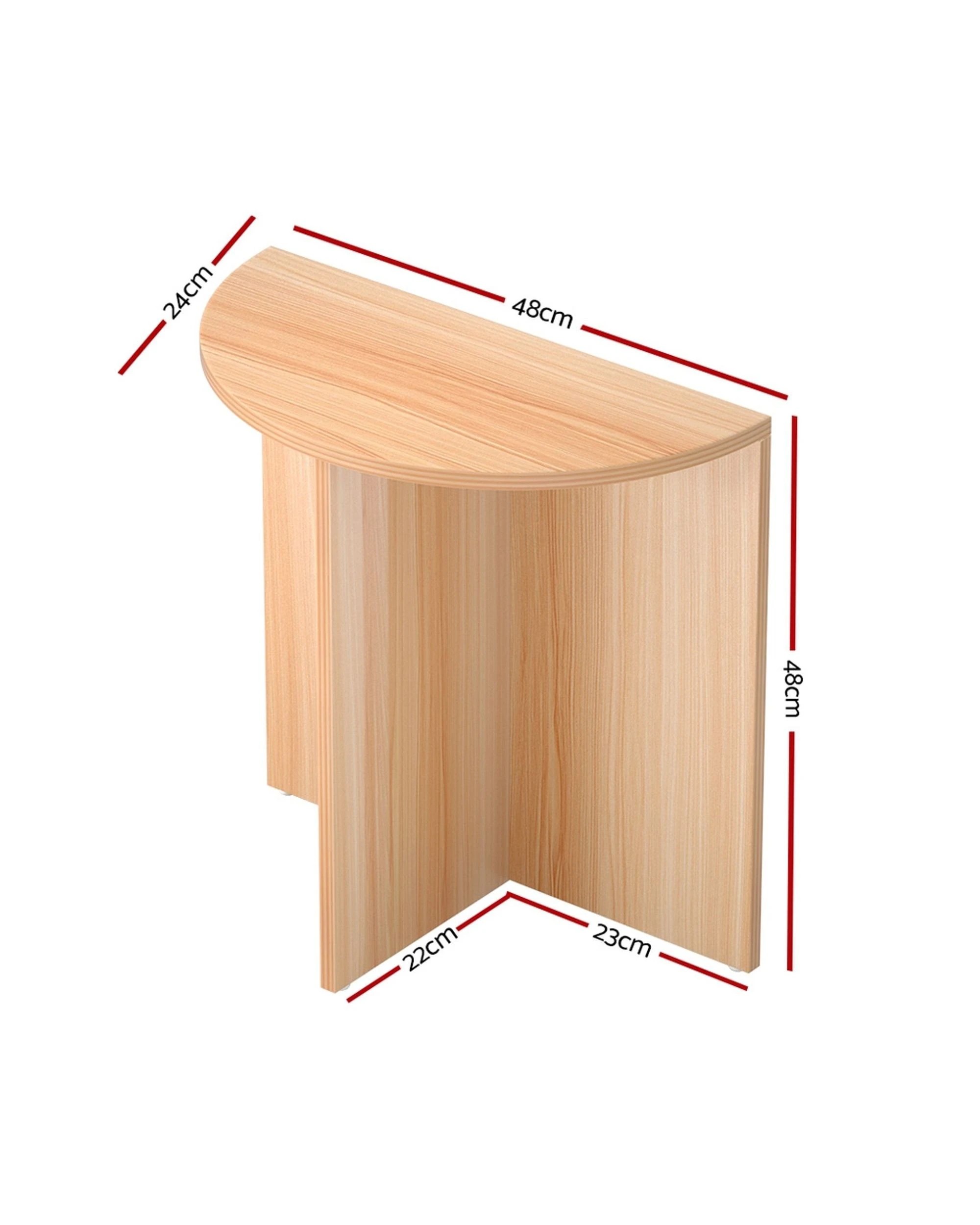 2 Artiss Coffee Table Semi-circle 48CM Pine Elva - Natural, 2 of 7