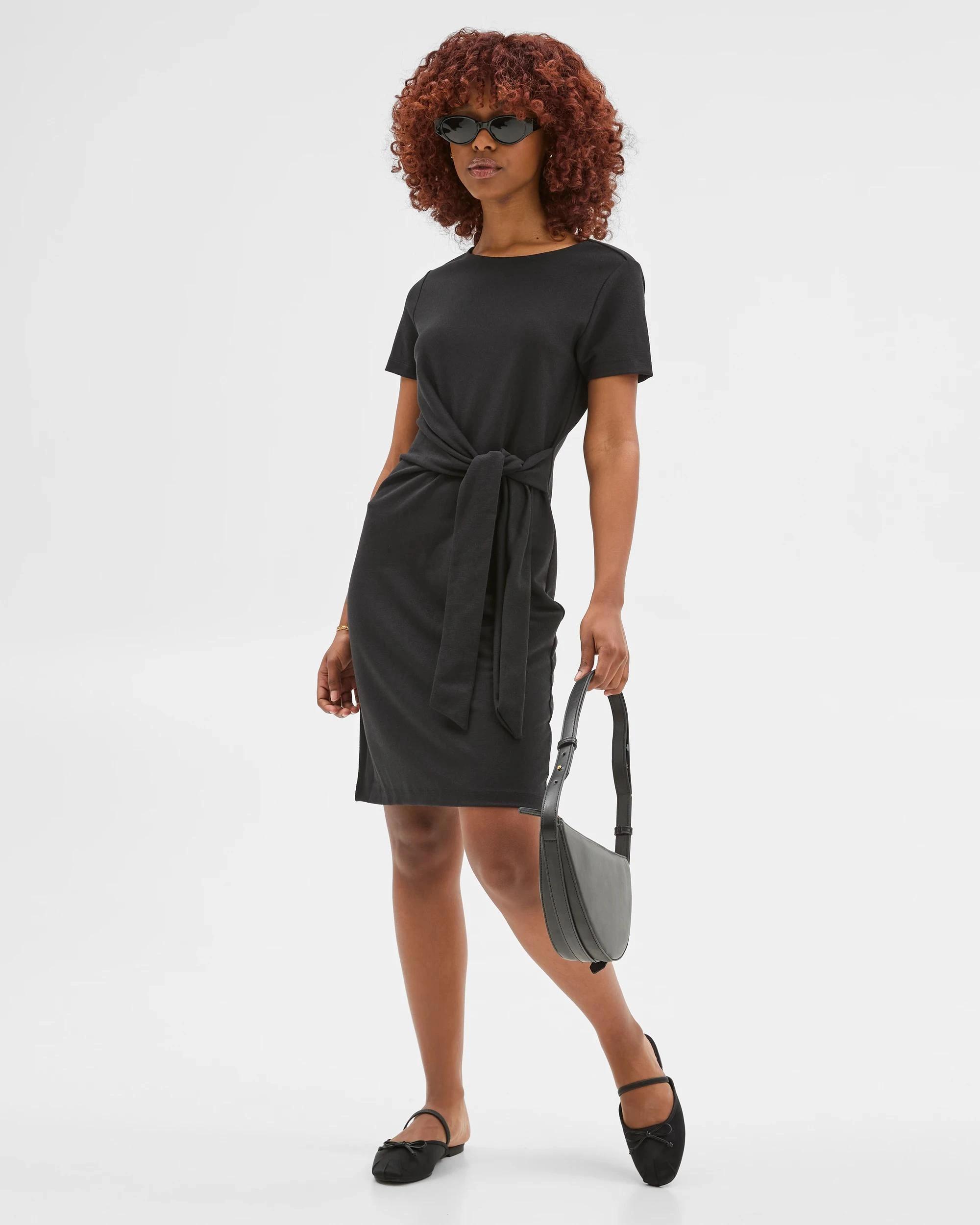 5 Target Petites Petites Tie Side Mini Dress BLACK, 5 of 6