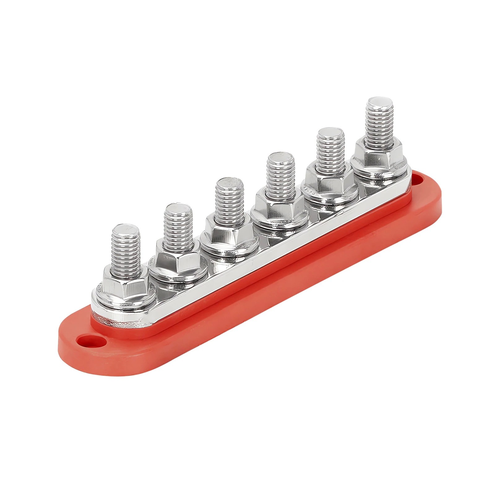 8 VoltX 300A 6-Gang M8 Bus Bar, Red, 12V Power Distribution, 8 of 10