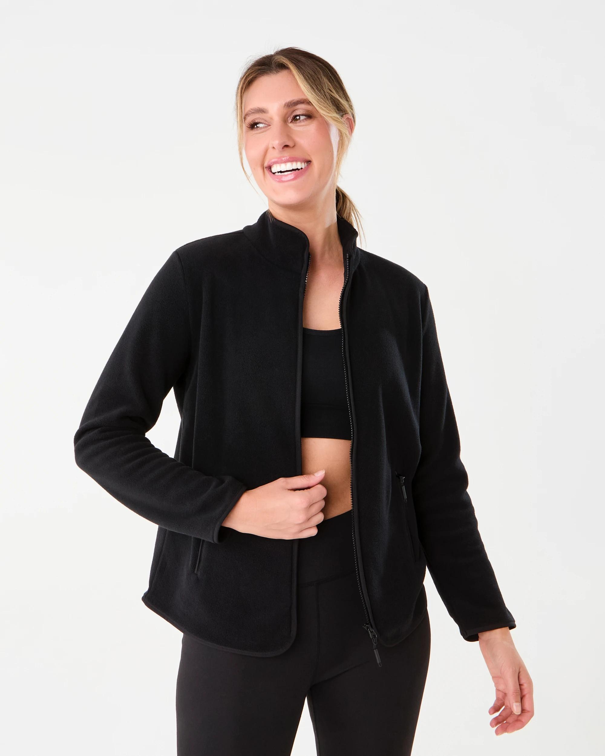 1 Active Womens Outdoor Fleece Jacket Black, 1 of 7