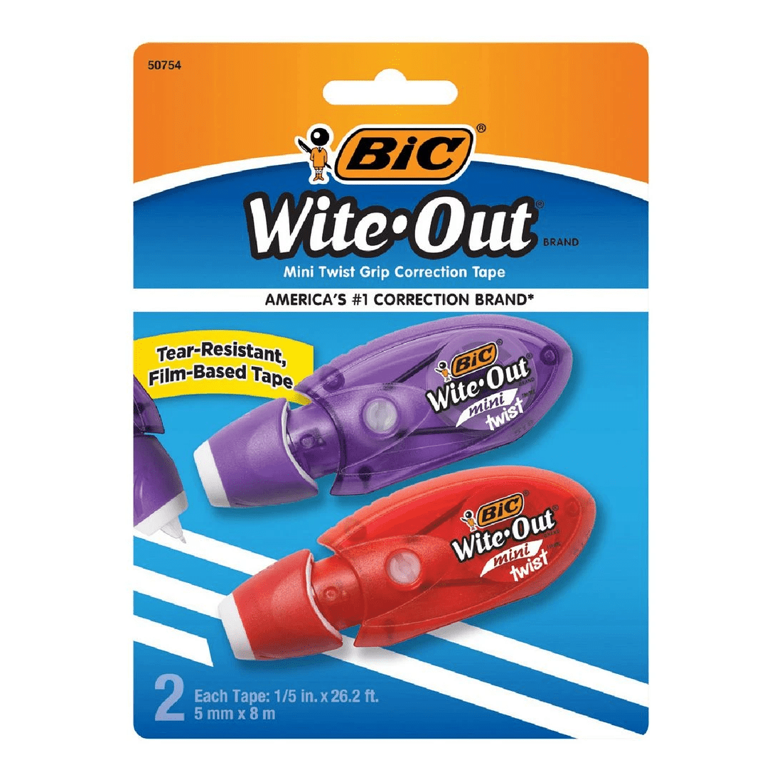1 BIC Wite-Out Mini Twist Correction Tape 5mmx8m 2 Pack, 1 of 1