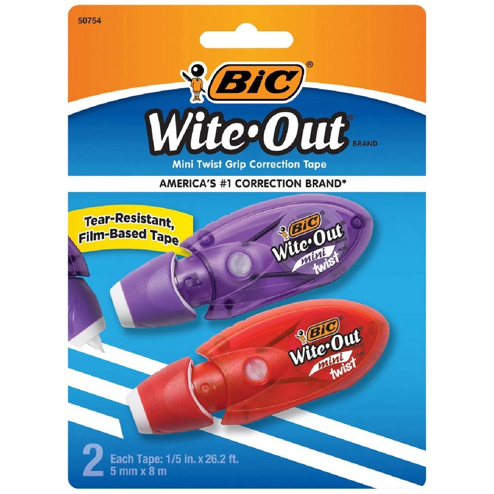 1 BIC Wite-Out Mini Twist Correction Tape 5mmx8m 2 Pack, 1 of 1
