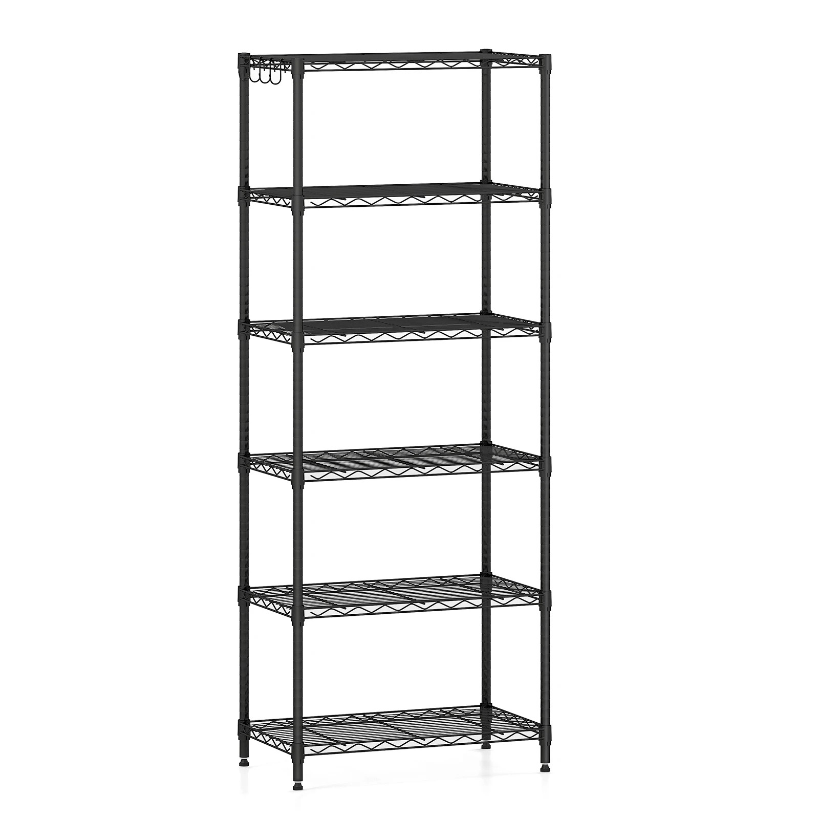 1 Costway 6-Tier Wire Shelving Unit Adjustable Heavy-Duty Metal Storage Shelves w/4 Hooks, 1 of 5
