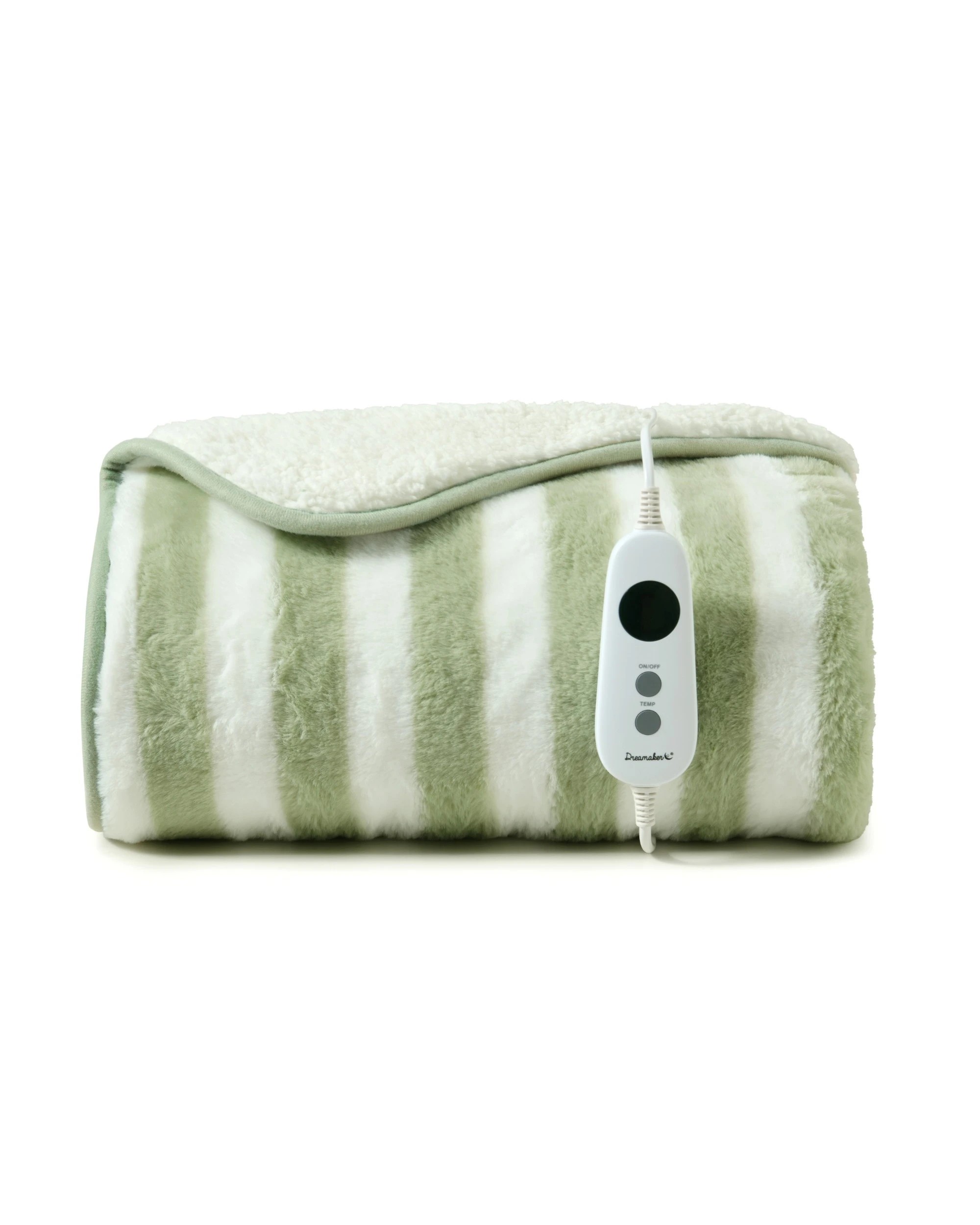2 Dreamaker Linea Faux Fur Heated Throw 130x160cm - Olive, 2 of 9