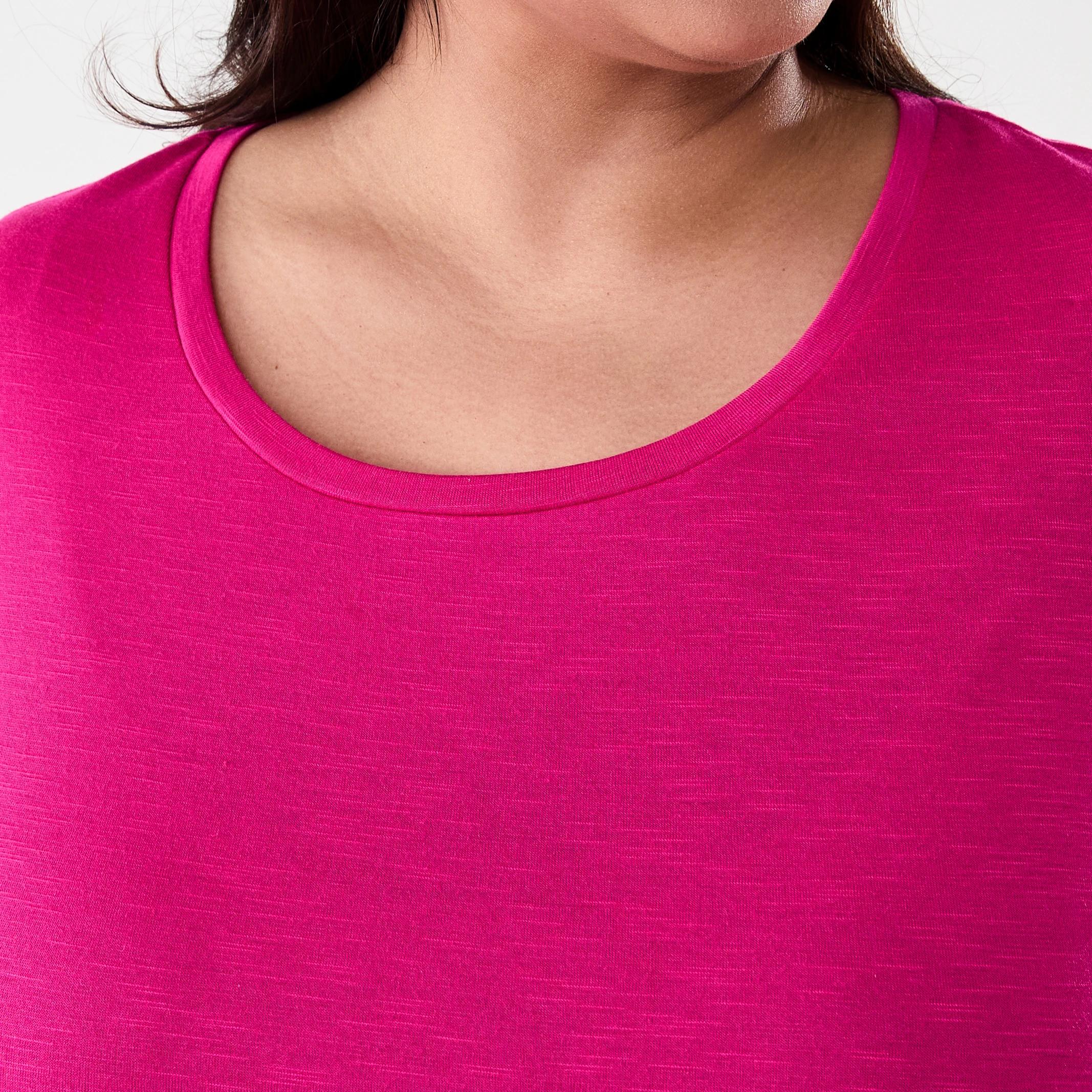 5 Curve Short Sleeve Slub Round Neck T-shirt Brt Pink, 5 of 6