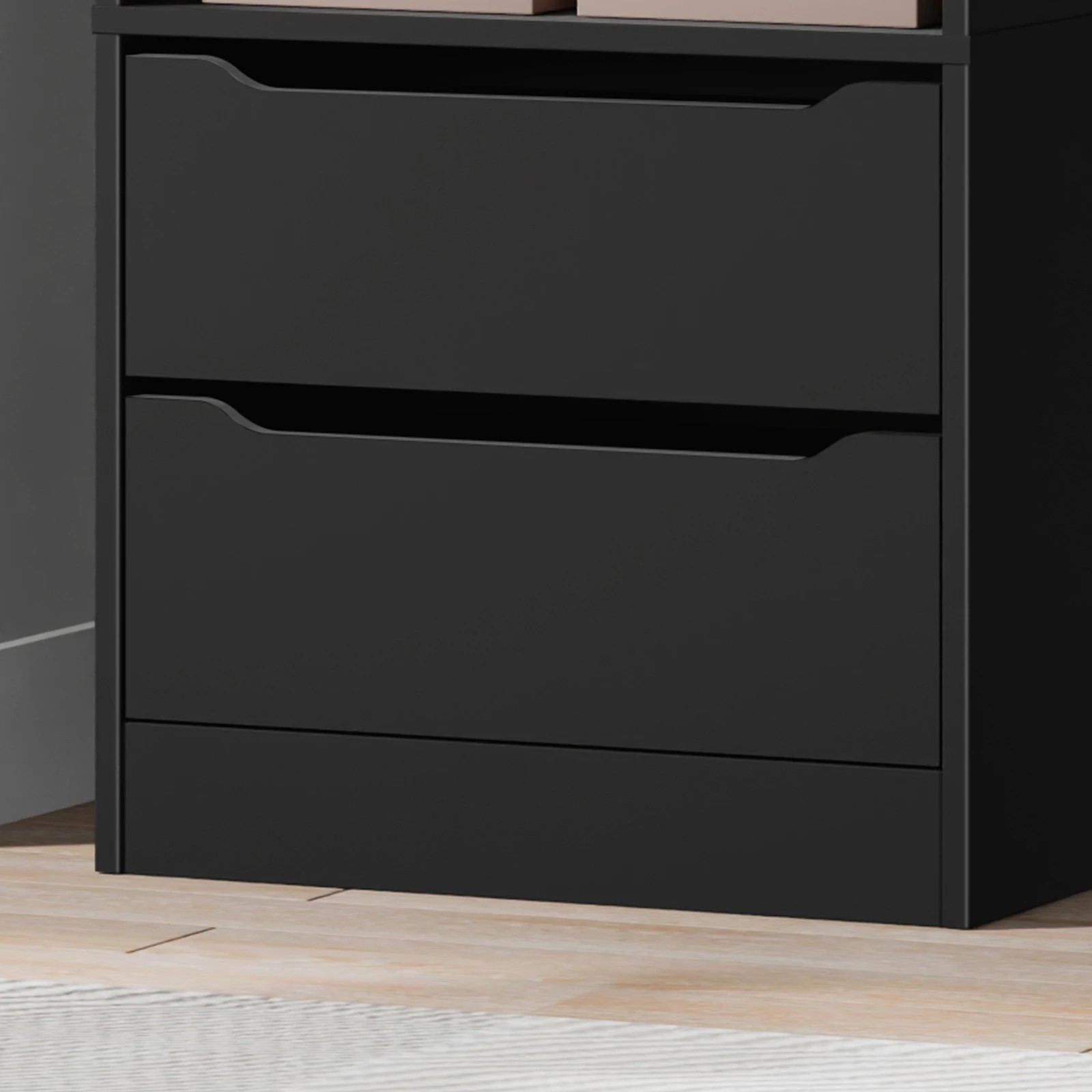 5 Alfordson Chest of 2 Drawers Office Storage Cabinet Tallboy Bedroom - Black, 5 of 10