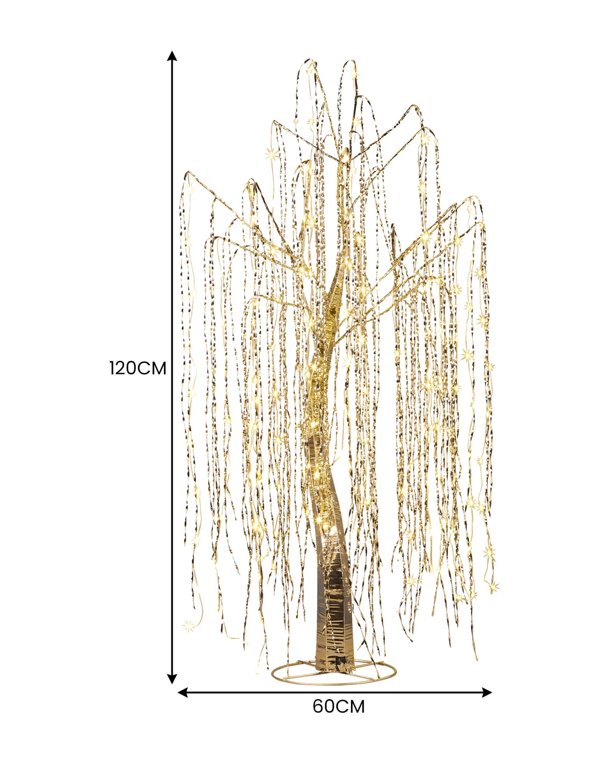 2 Christabelle Silver Willow Tree 120cm Christmas Display Warm White Led Lights Flexible Branches And Hanging Strands, 2 of 8