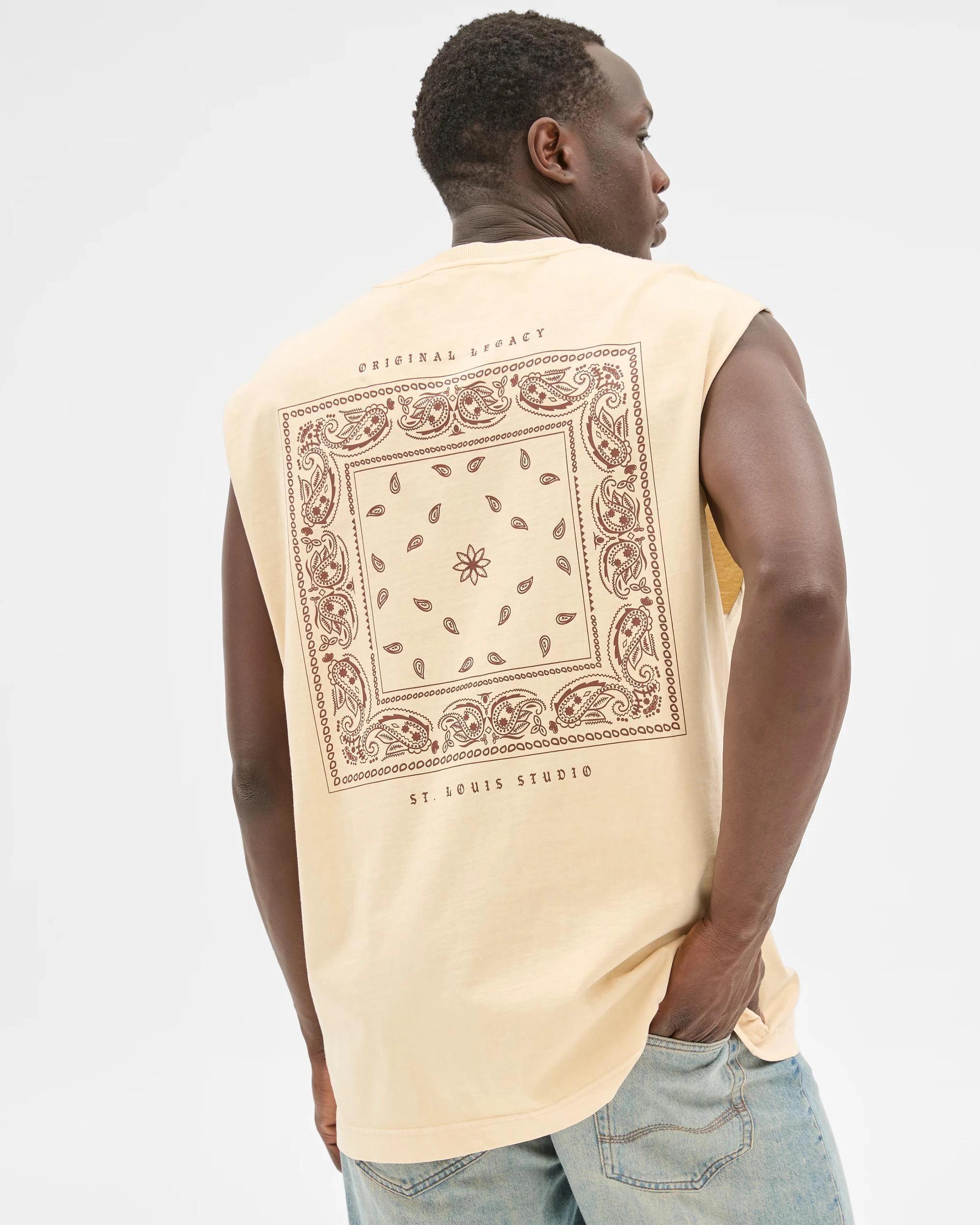 4 Australian Cotton Graphic Tank Top - Commons PAISLEY SAND, 4 of 6