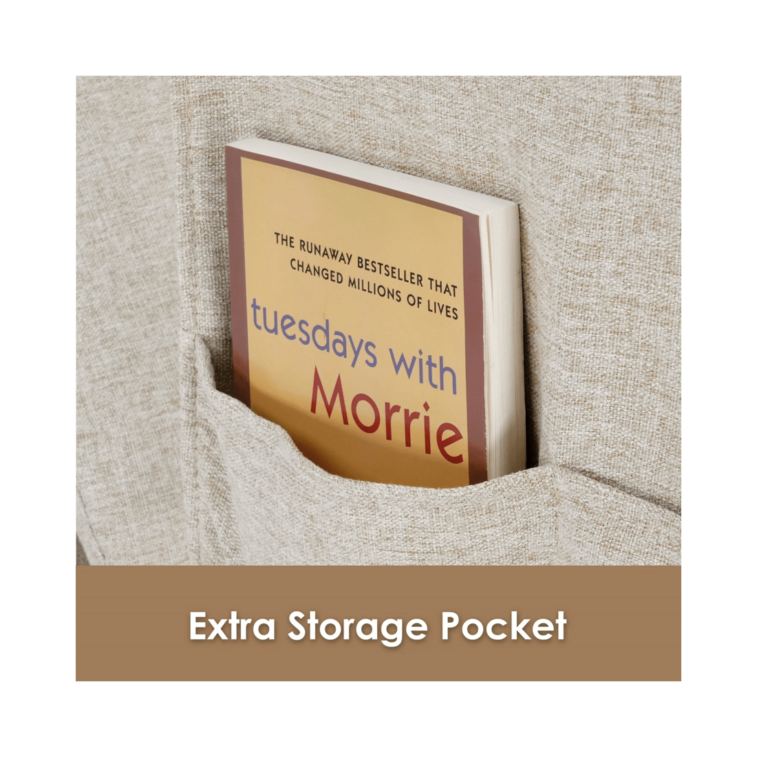 8 Advwin Sling Accent Chair Linen Lounge Chair Armchair with Upholstered Cushions & Side Pocket Beige, 8 of 10