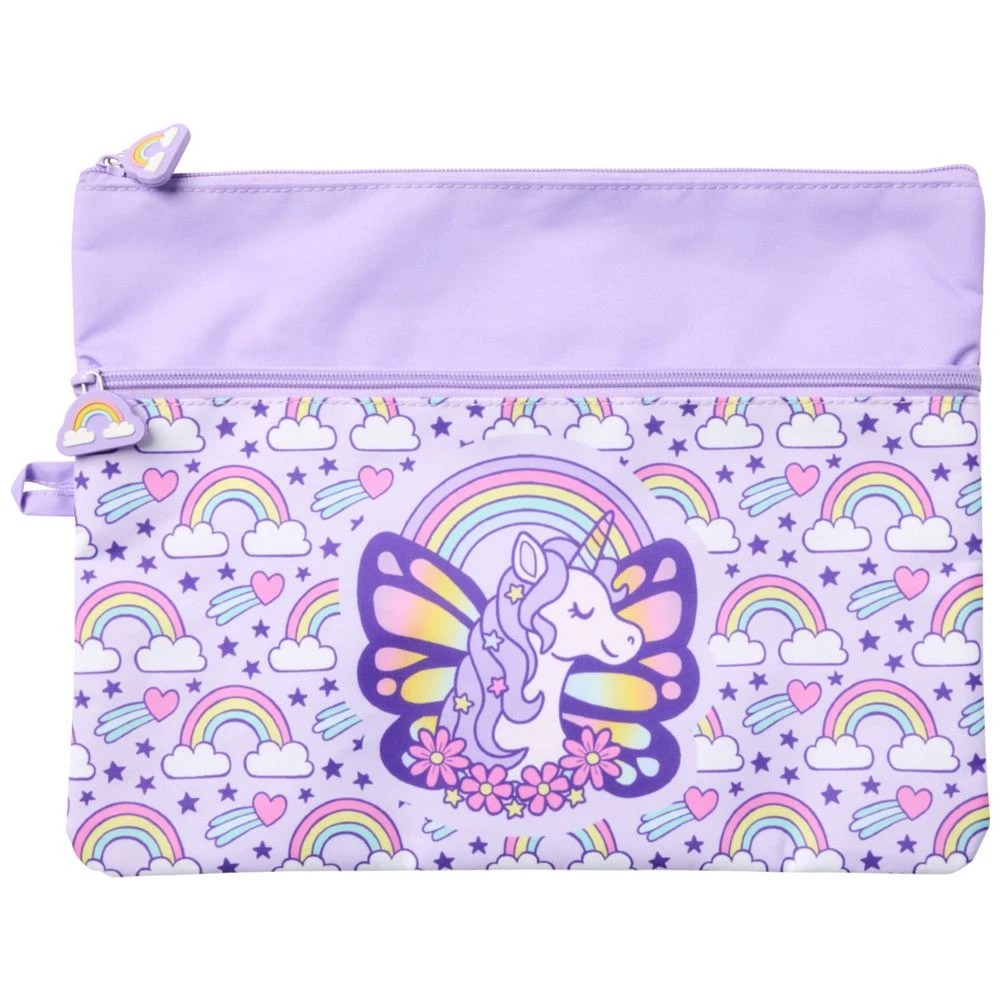 1 Studymate Large Twin Zip Pencil Case Unicorn, 1 of 4