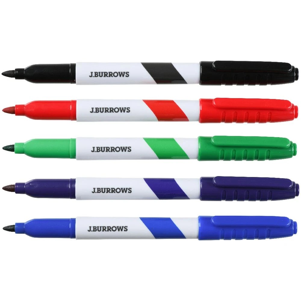 2 J.Burrows Fine Whiteboard Markers Bullet Assorted 5 Pack, 2 of 2