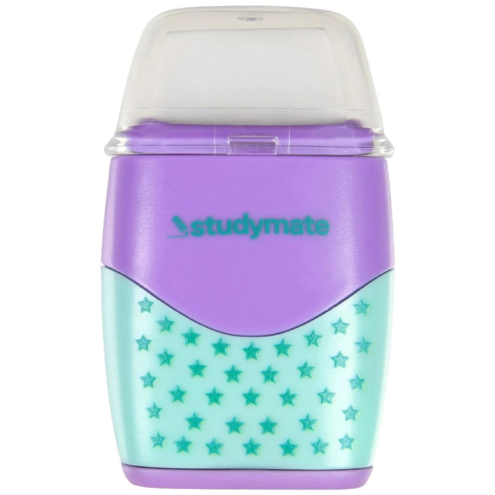 1 Studymate 2-in-1 Sharpener/Eraser Combo Purple/Green, 1 of 4