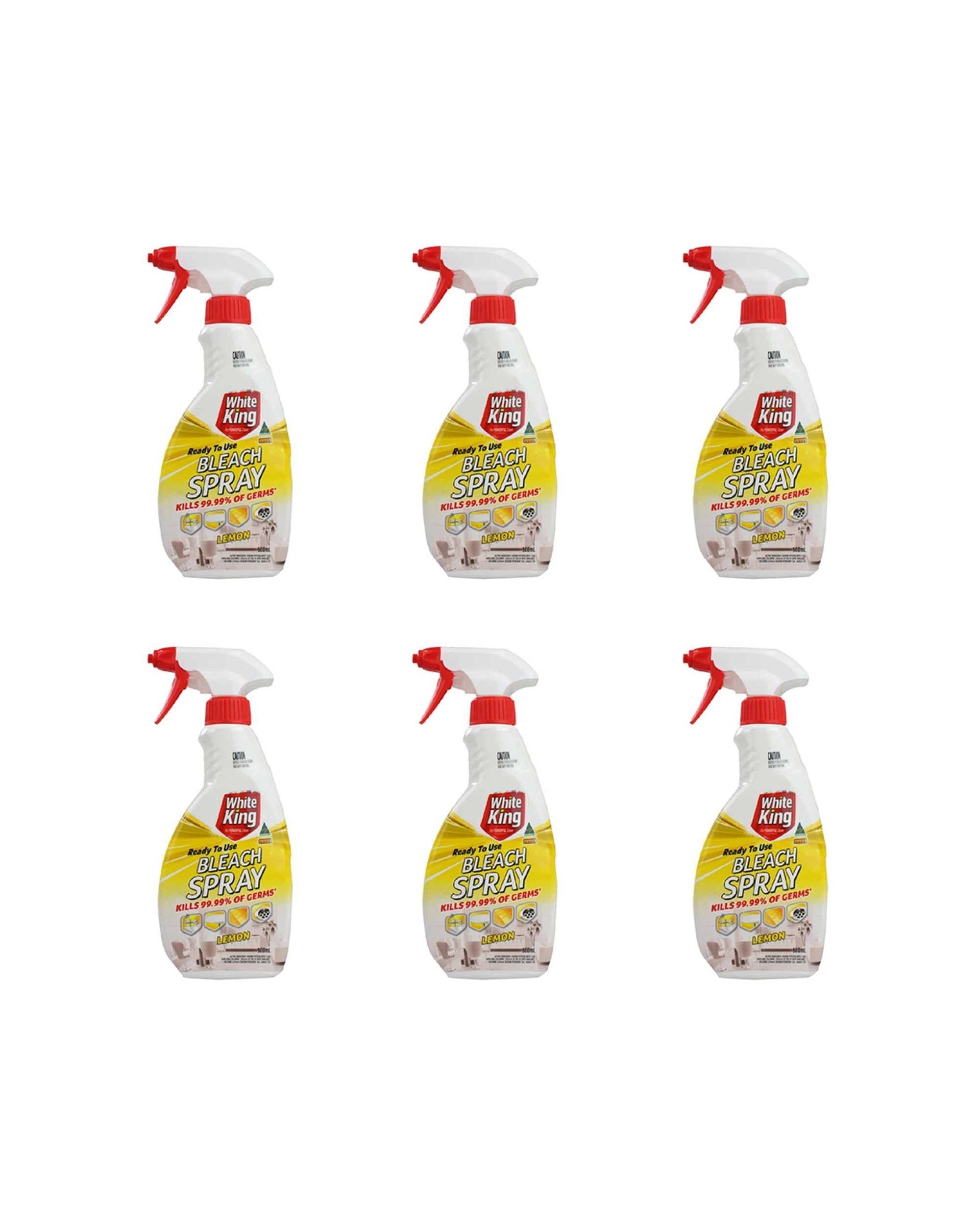 1 White King 6PK All Purpose Bleach Spray Cleaner 500ml Lemon - Multi, 1 of 3