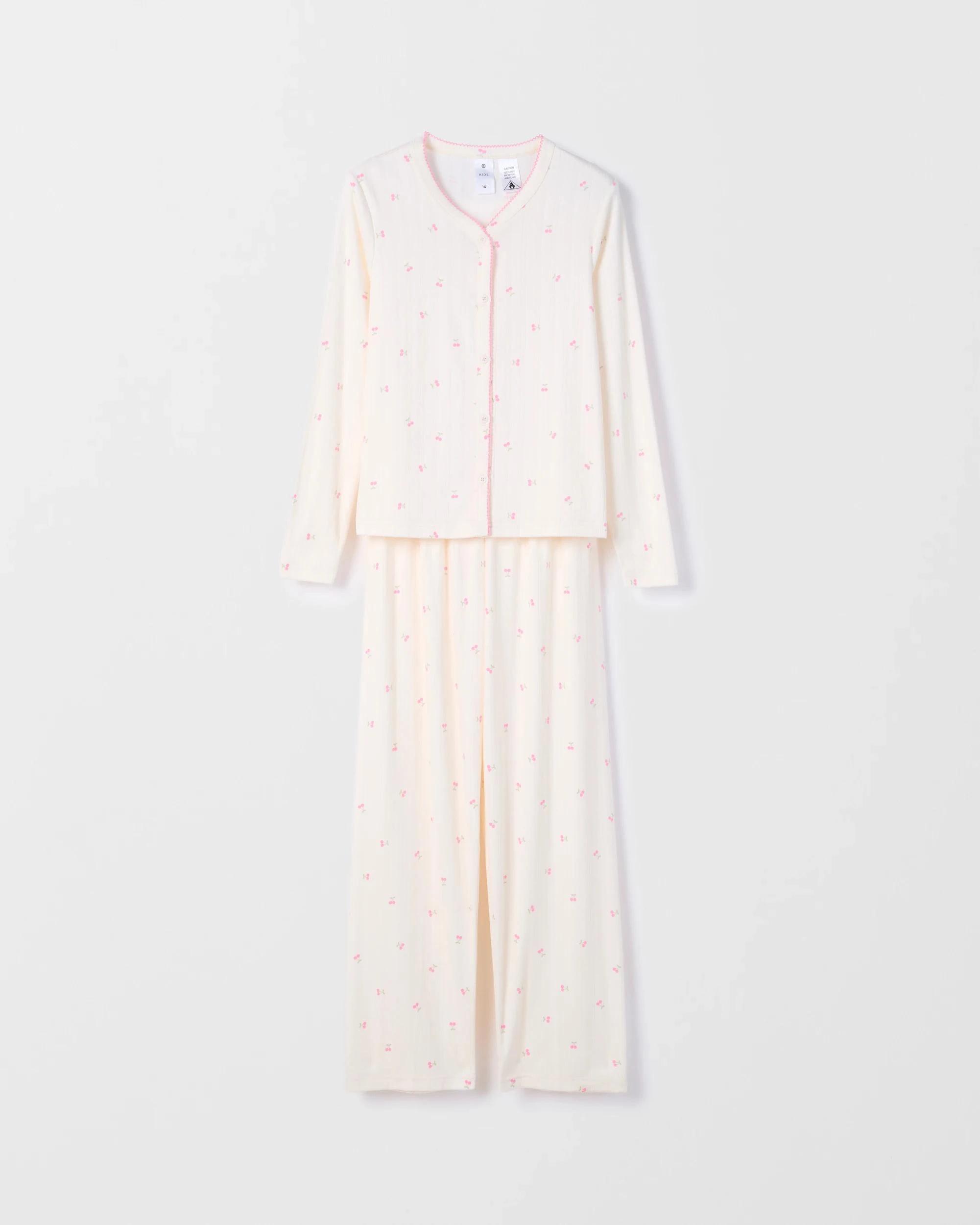 1 Target Kids Older Girls Cosy Pointelle Cardi Knit Pyjama Set CHERRY, 1 of 4