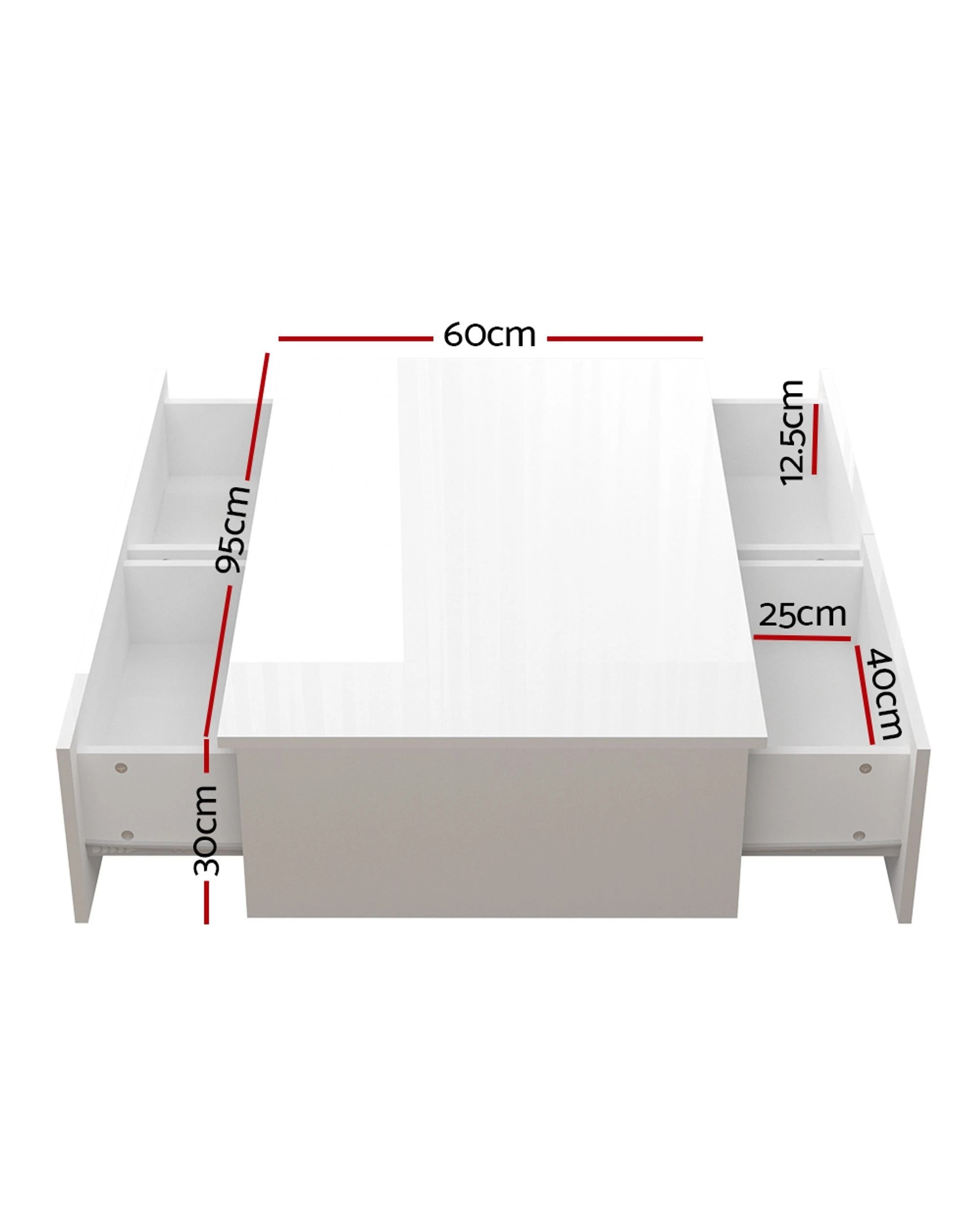 2 Artiss Coffee Table 4 Drawers  Trevi - White, 2 of 8