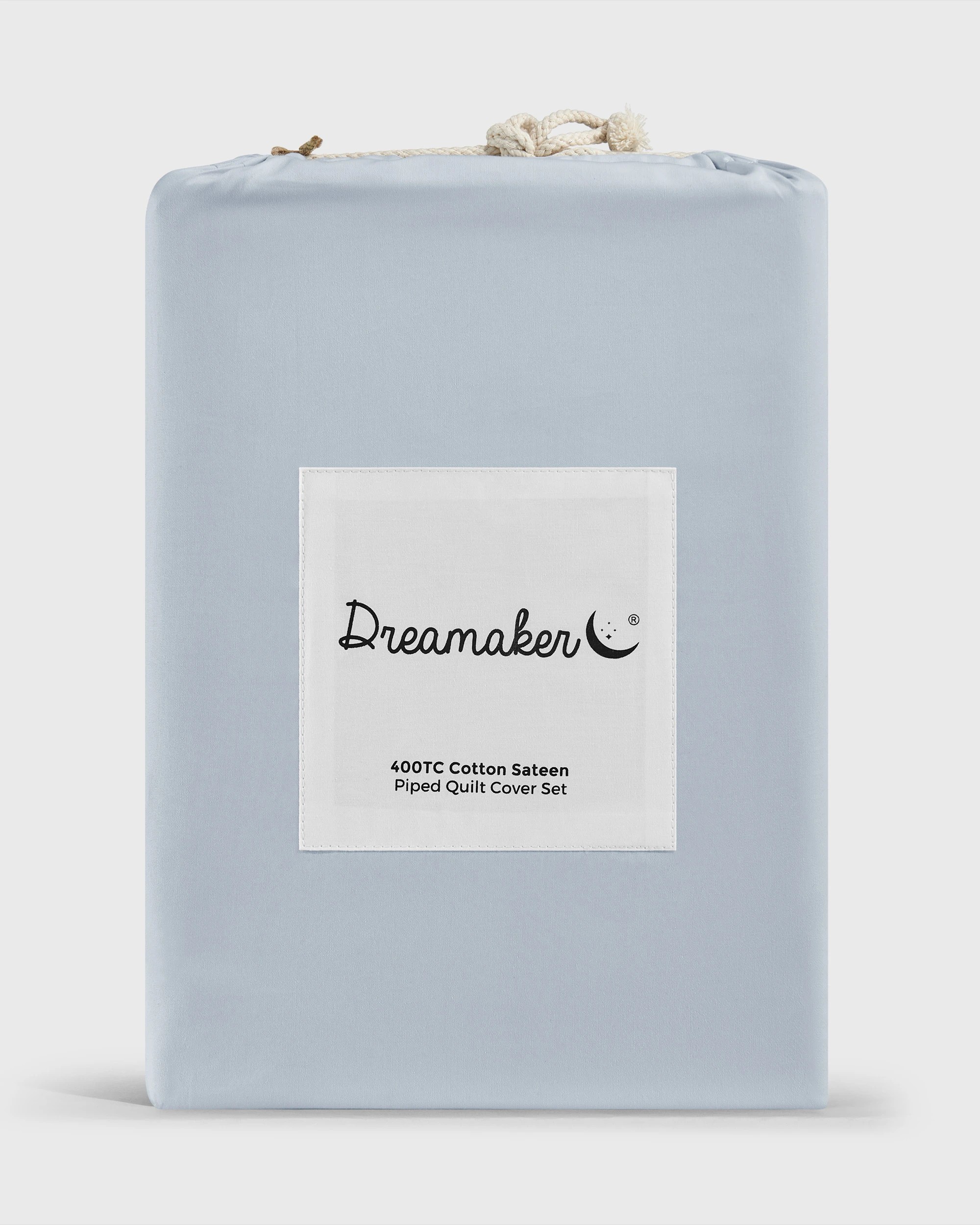 10 Dreamaker 400TC Premium Cotton Sateen Piped Quilt Cover Set - Single Bed - Sky, 10 of 10