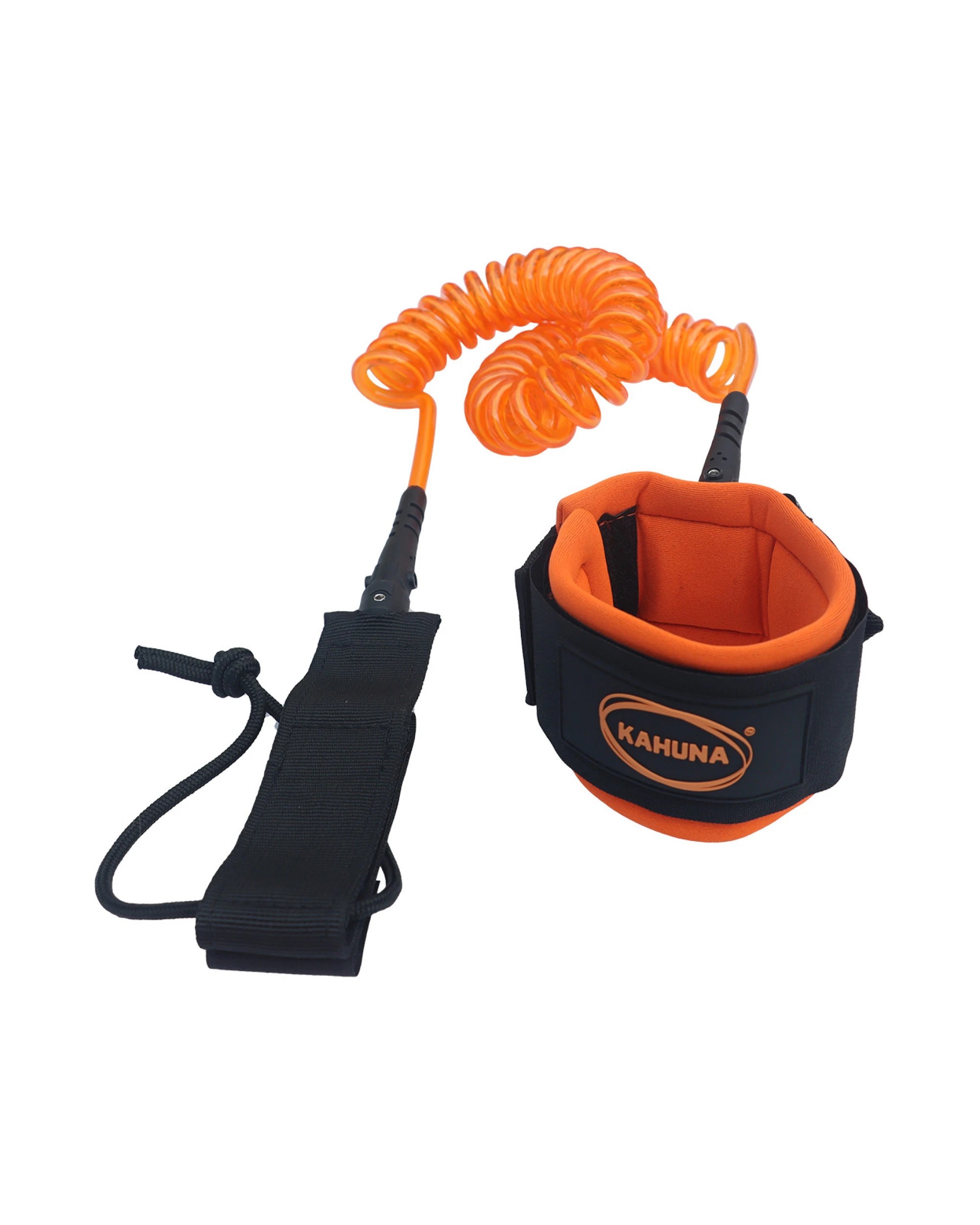 5 Kahuna Hana SUP Coiled Safety Leash - 5.5 mm TPU, Padded Ankle Cuff - Black, 5 of 5
