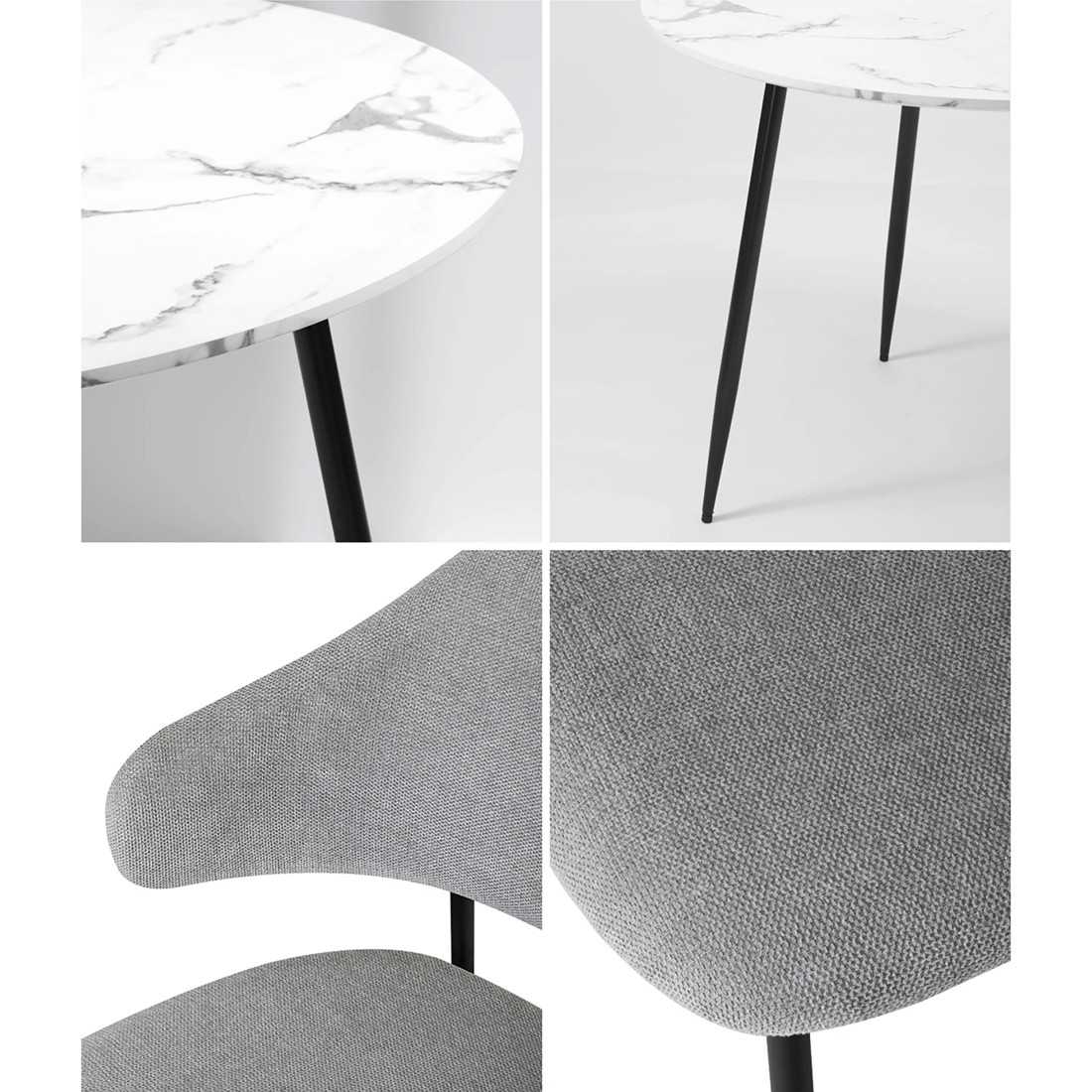 5 Oikiture 110cm Round Dining Table With 4pcs Dining Chairs Accent Fabric
 - Multi, 5 of 10