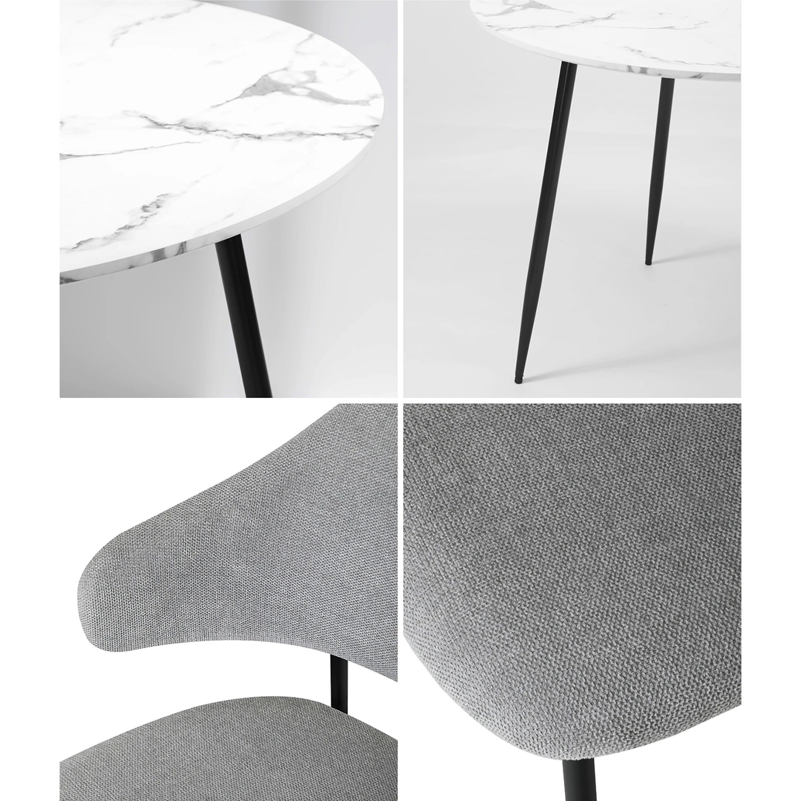 5 Oikiture 110cm Round Dining Table With 4pcs Dining Chairs Accent Fabric
 - Multi, 5 of 10