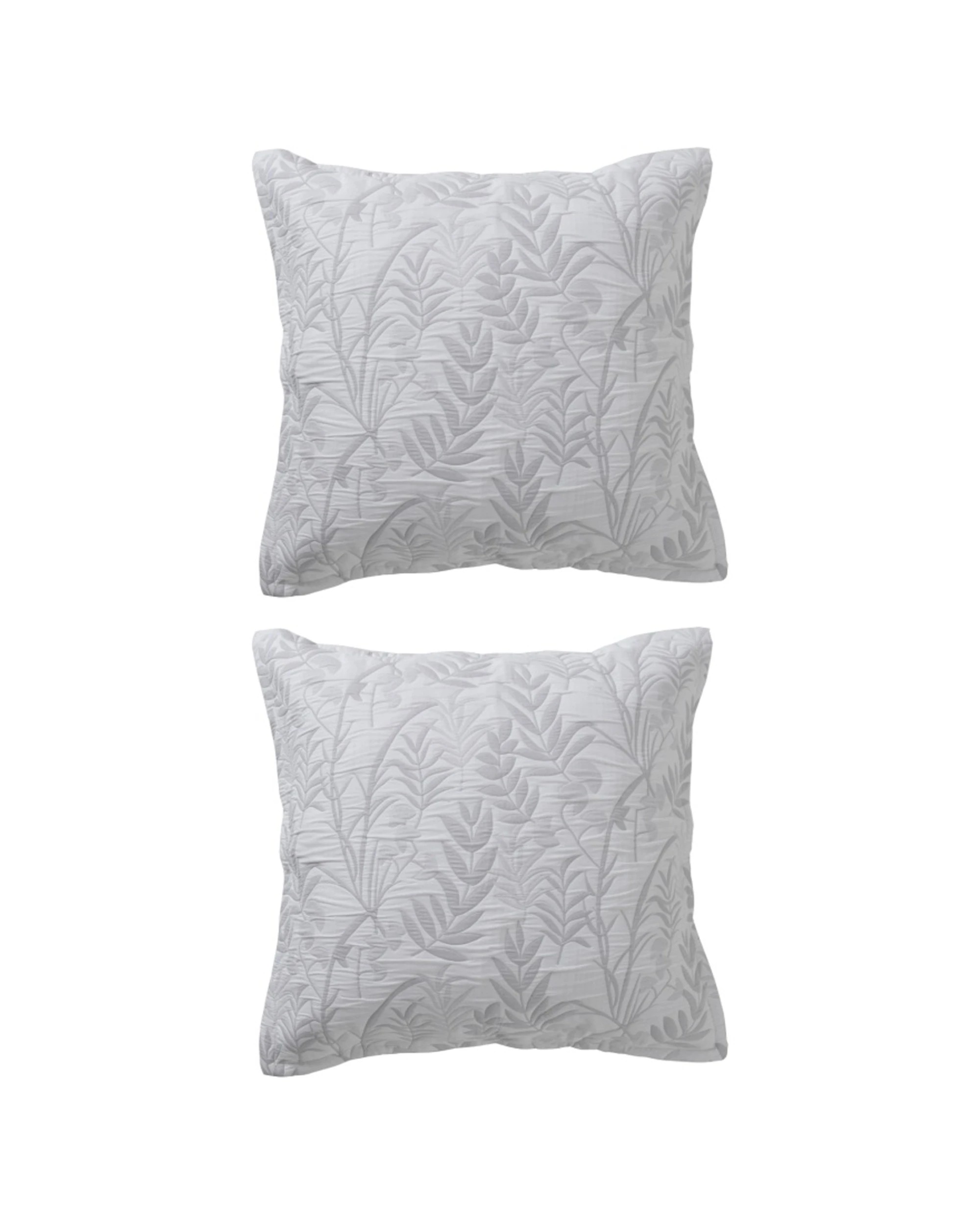 1 Bianca Ember Botanic Polyester Cotton Jacquard European Pillowcase 2PK 65x65cm - Grey, 1 of 1