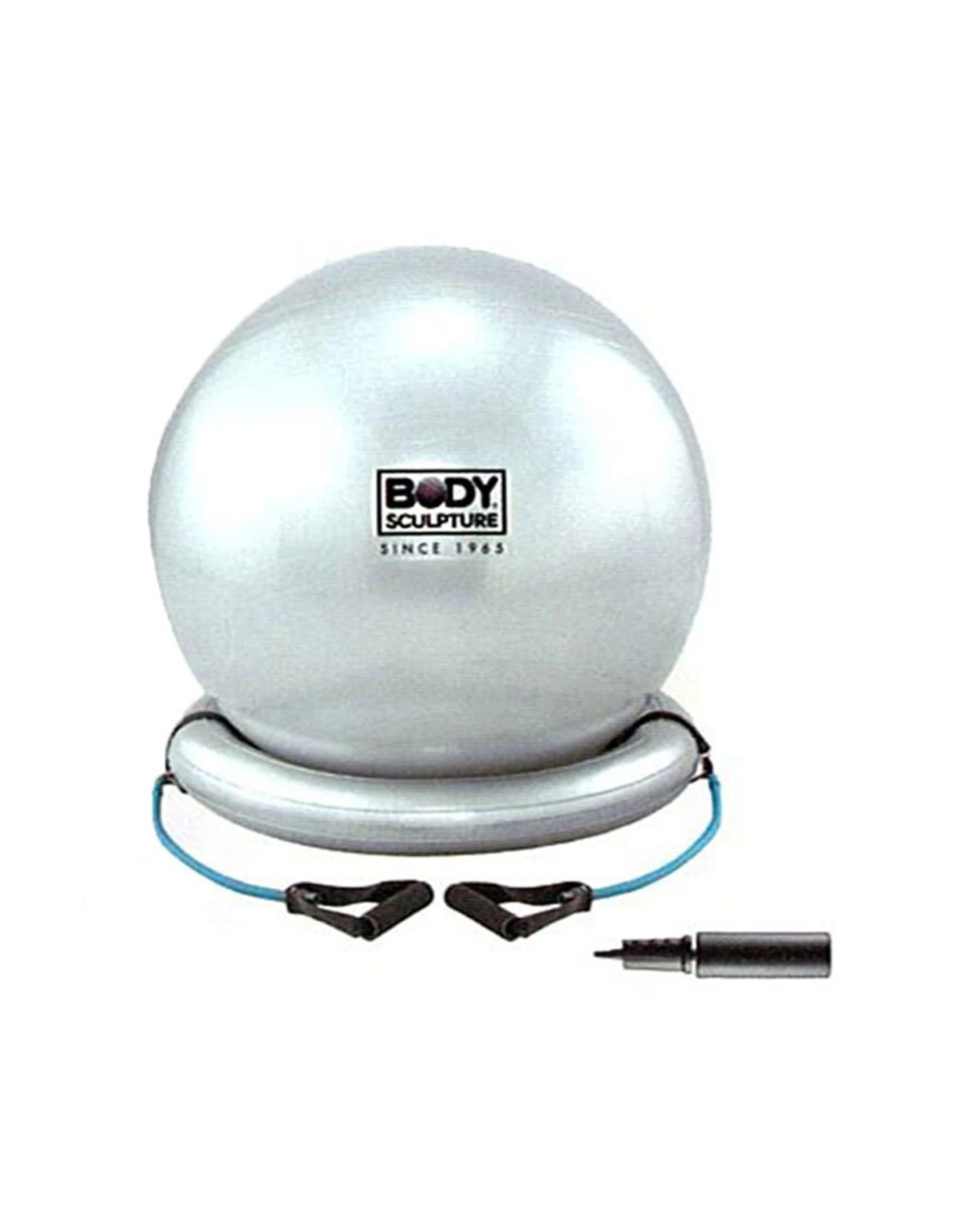 1 Body Sculpture Gym Ball Set 65cm With Cushioned Base Bungee Cords And Pump - Silver, 1 of 3