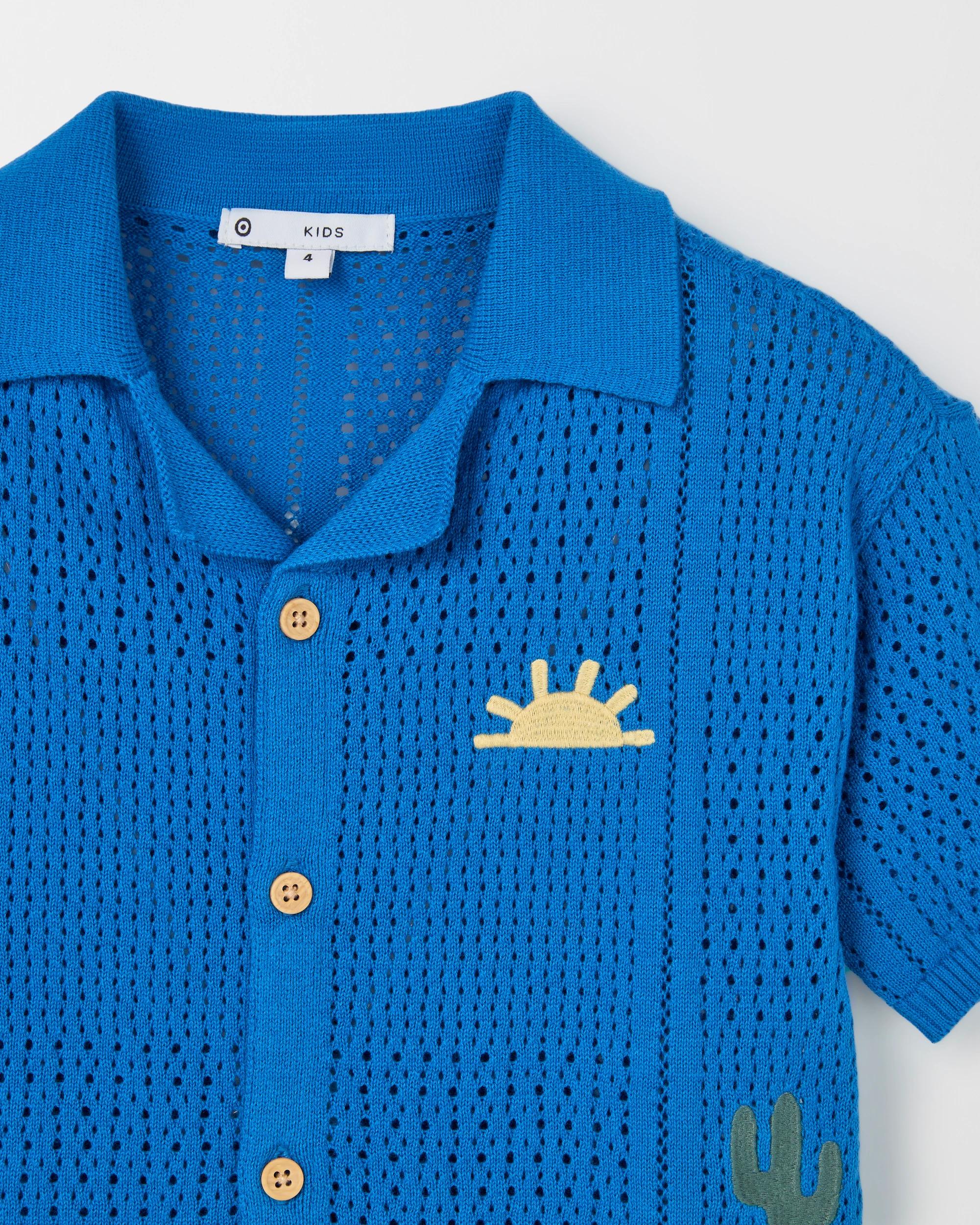 6 Target Kids Australian Cotton Short Sleeve Knit Embroidered Shirt BLUE, 6 of 6