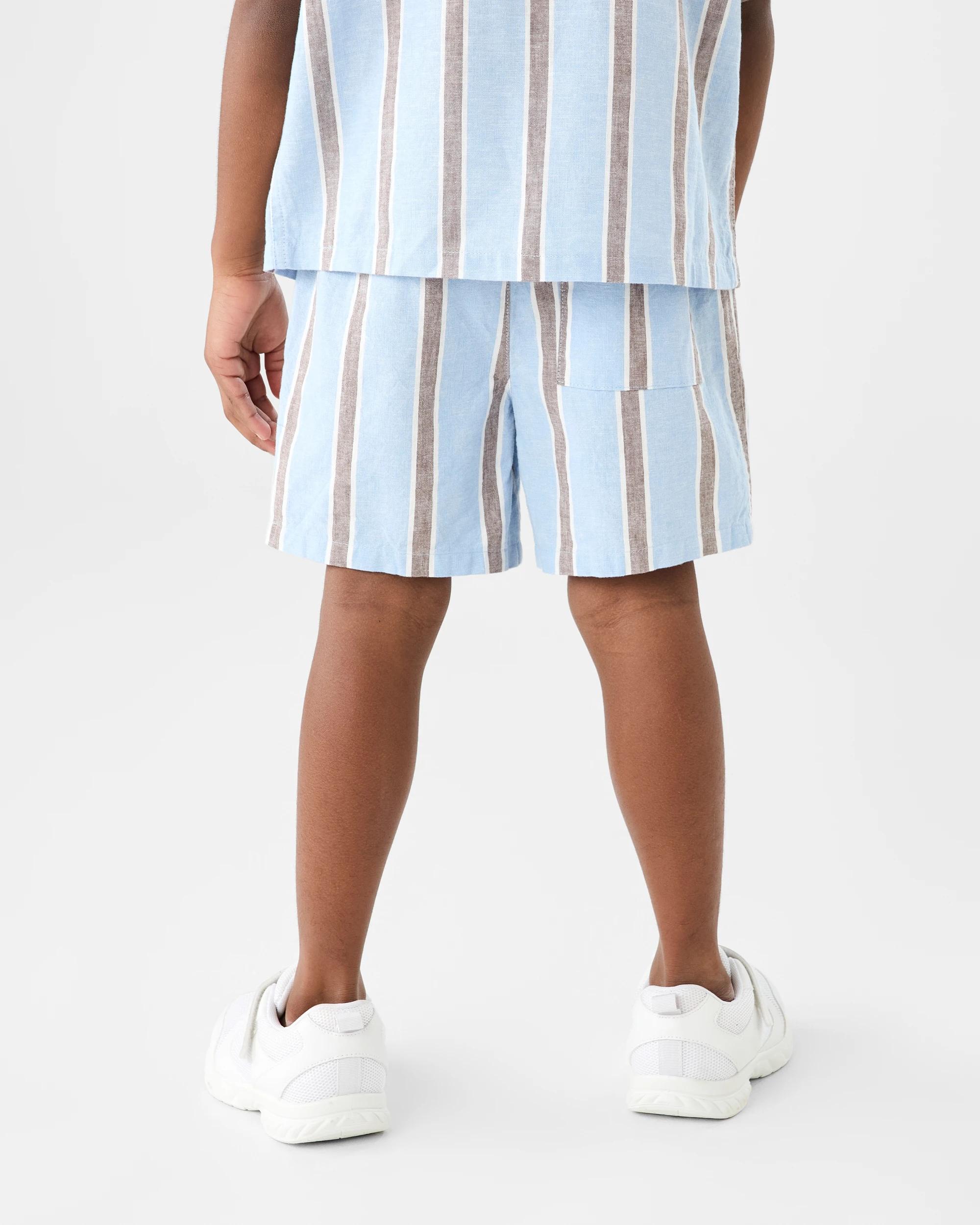 2 Linen Blend Shorts Blu Stripe, 2 of 6