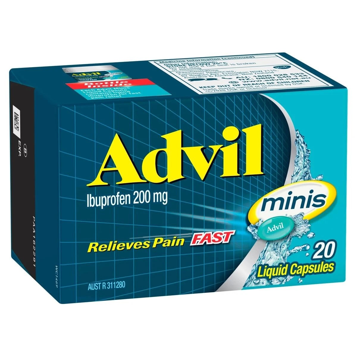 1 20 Pack Advil Ibuprofen 200 mg Minis Liquid Capsules, 1 of 10