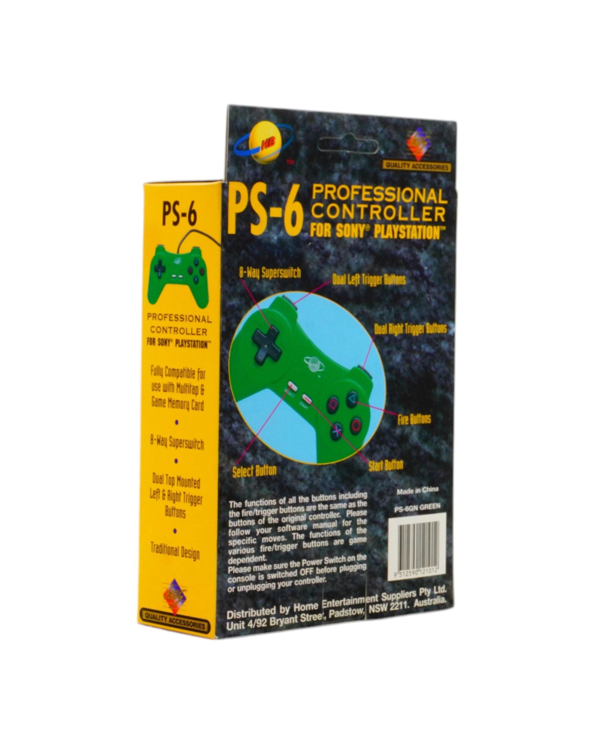 2 HB PS-6 Professional Controller For Playstation One - Green, 2 of 5