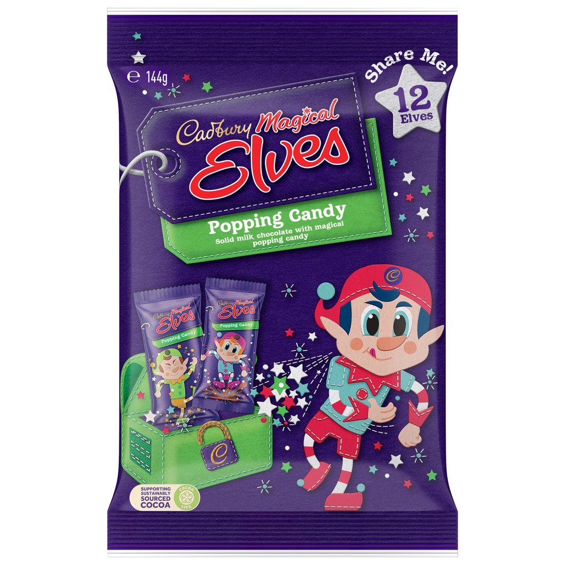 1 Cadbury 12 Pack Magical Elves Popping Candy Share Pack 144g, 1 of 8