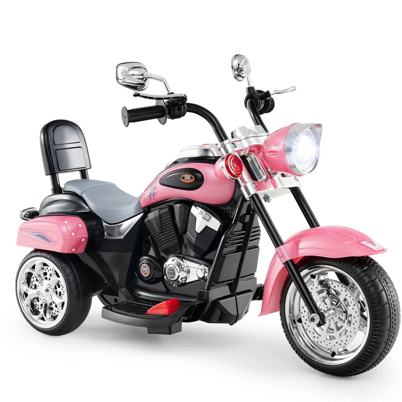 1 Costway 3-Wheeled Motorcycle Saddle Seat Electric Ride on Car - Pink, 1 of 1