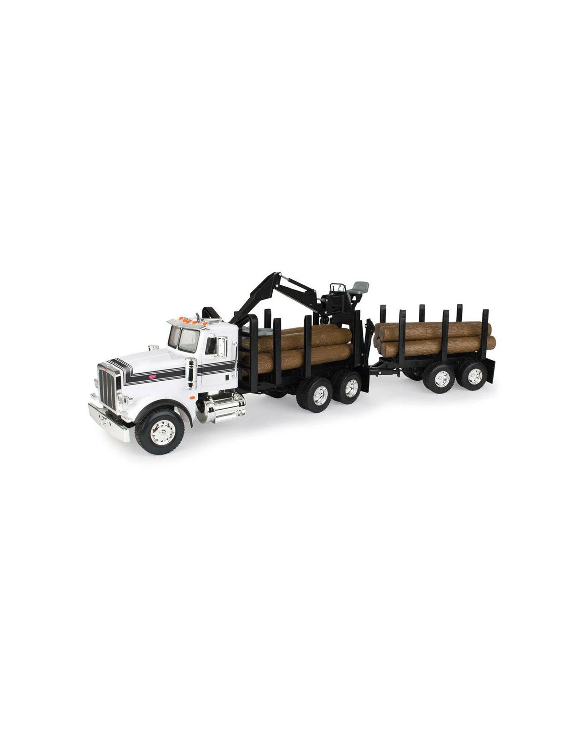 1 Big Farm Peterbilt 1:16 Scale Model 367 Logging Truck with Pup Trailer and Logs, 1 of 7