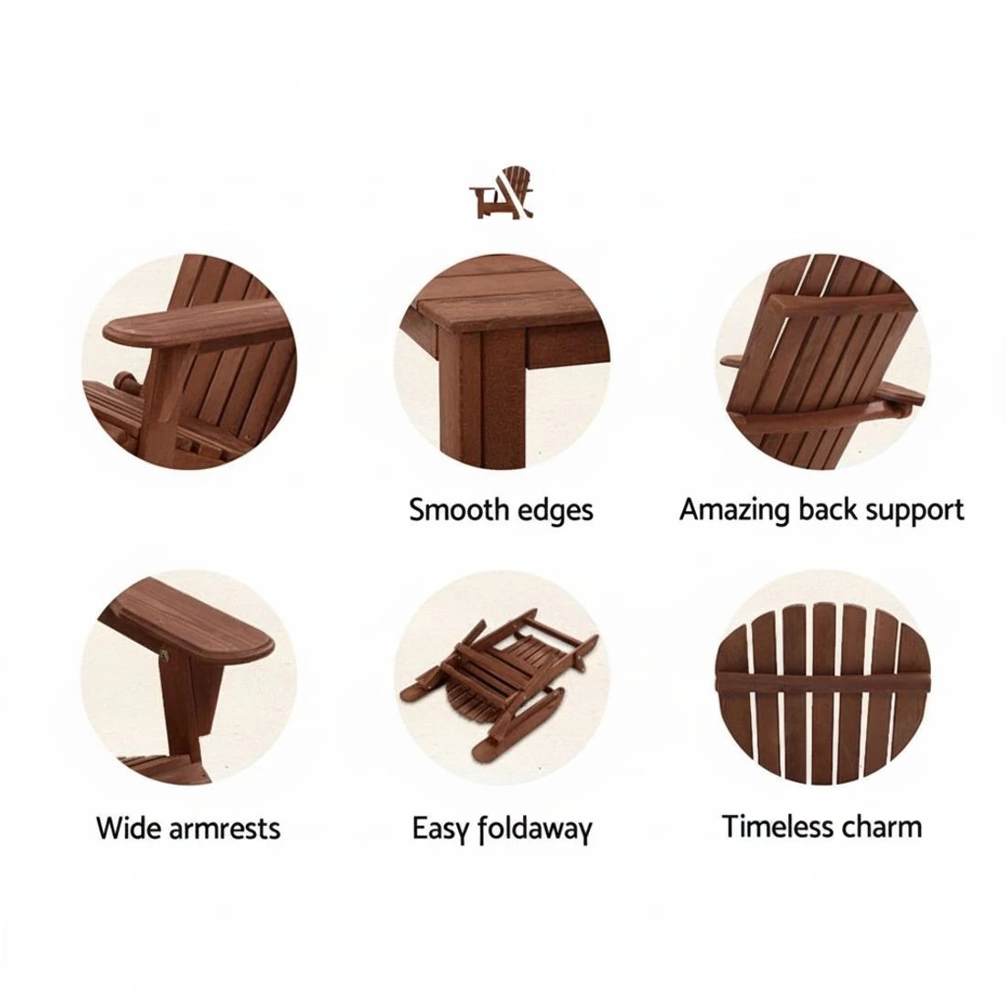 4 Gardeon Adirondack Outdoor Chairs - Brown, 4 of 6