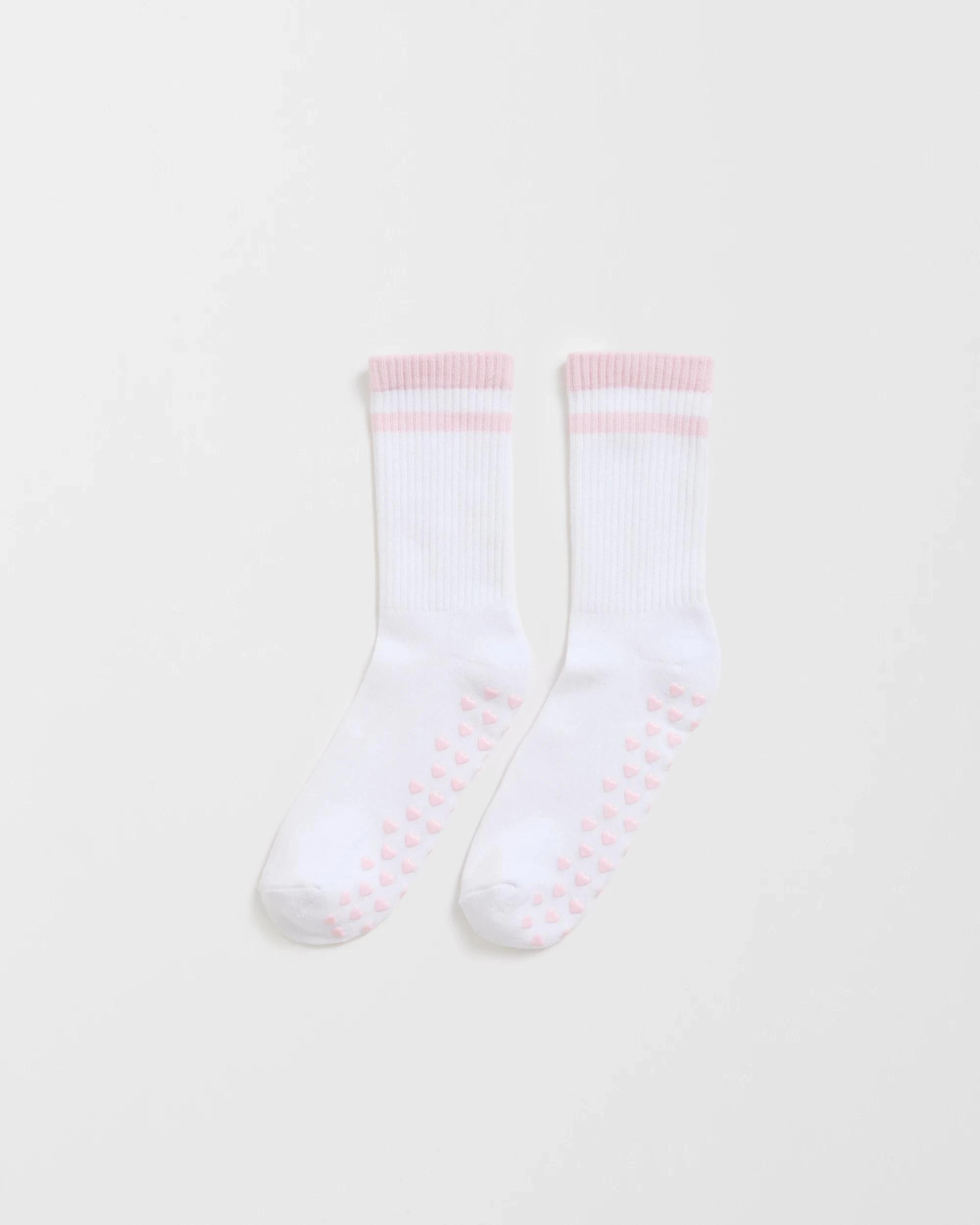 1 Target Active Active Australian Cotton Blend Crew Pilates Socks PINK STRIPE, 1 of 3