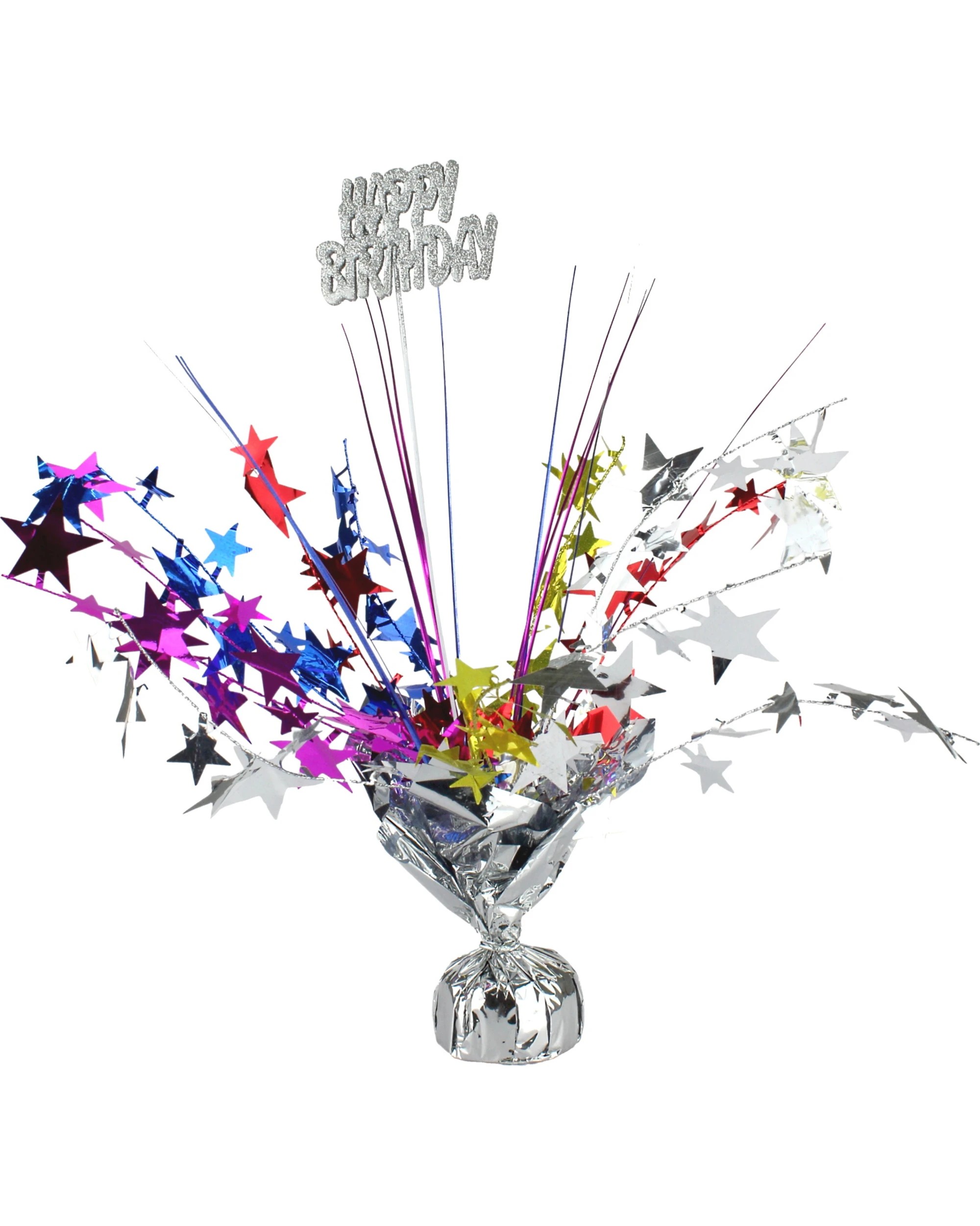 1 Party Maker Happy Birthday Multicoloured Star Spray Centrepiece, 1 of 1