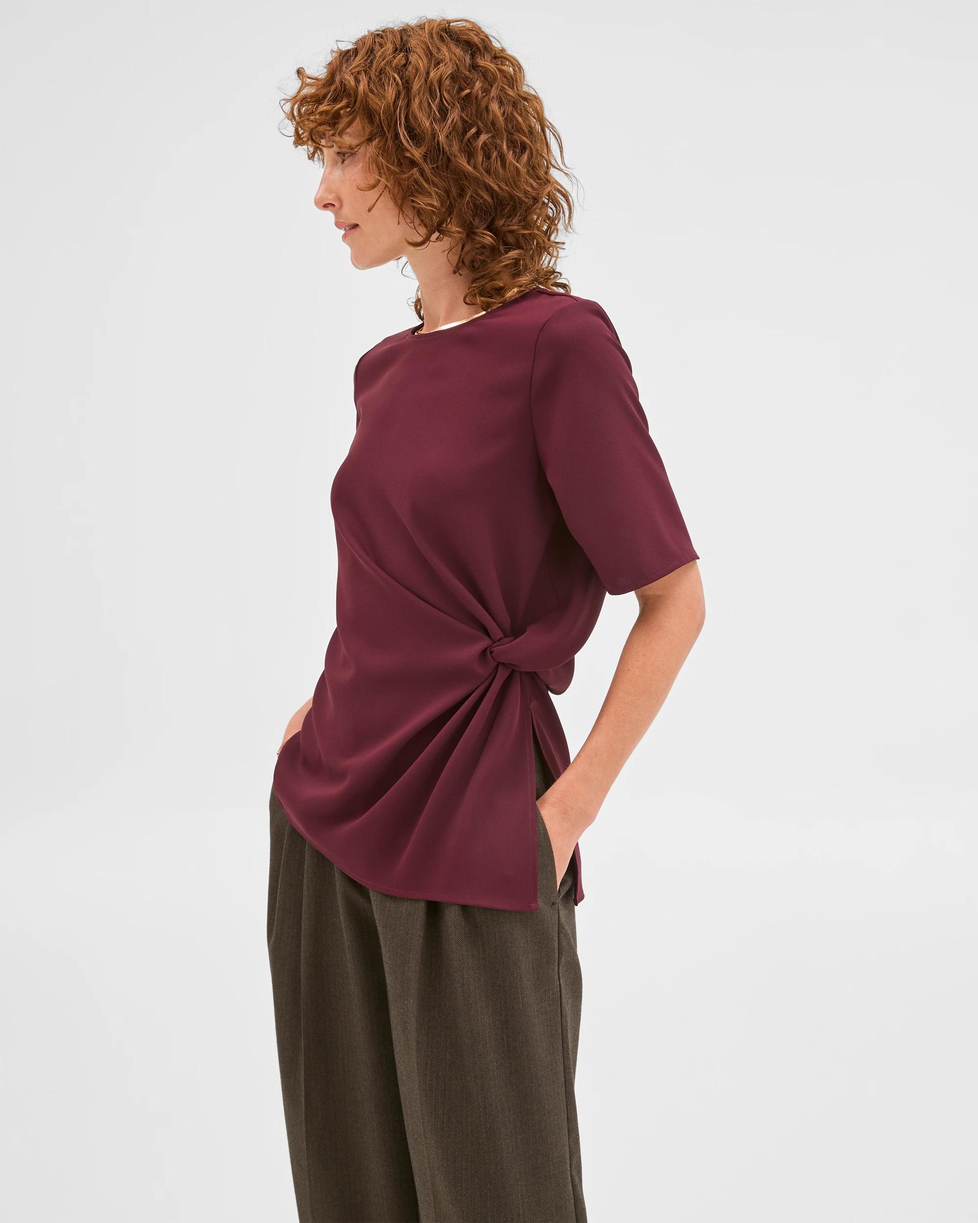 4 Preview Short Sleeve Knot Detail Blouse PINOT, 4 of 7