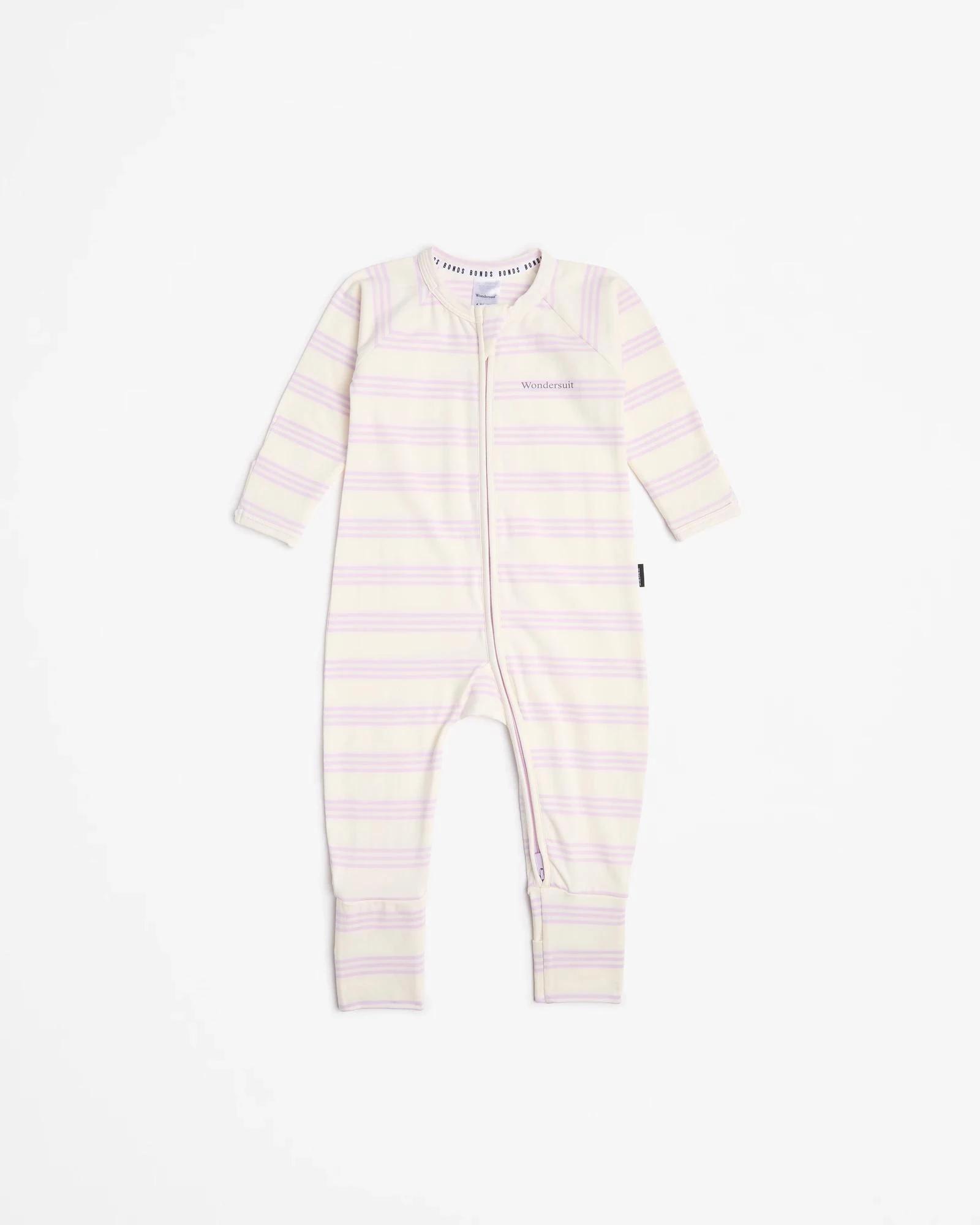 2 Bonds Baby Print Zip Wondersuit Coverall LILAC TRIPLE STRIPE, 2 of 5