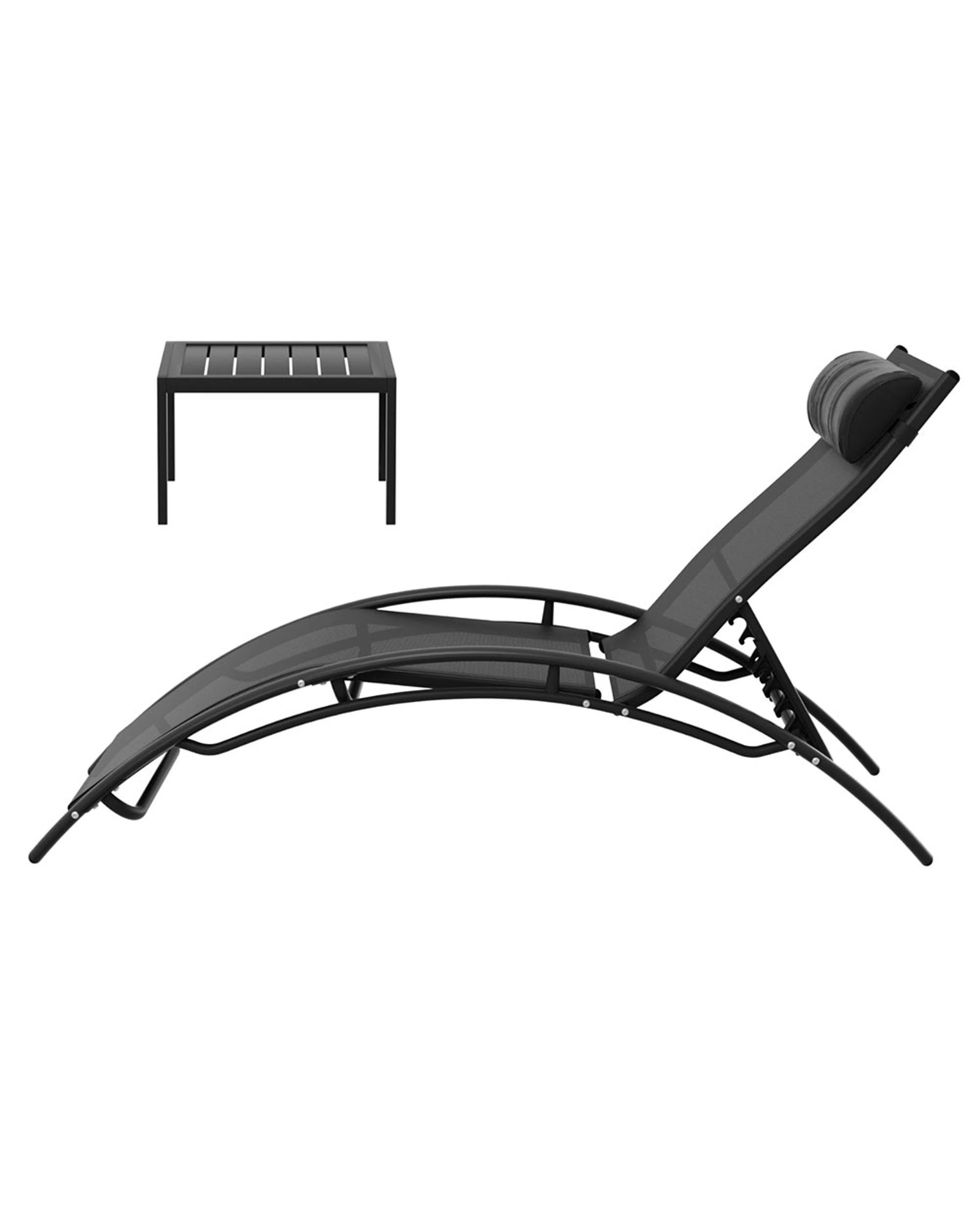 3 Gardeon 3PC Sun Lounge Outdoor Lounger - Black, 3 of 5
