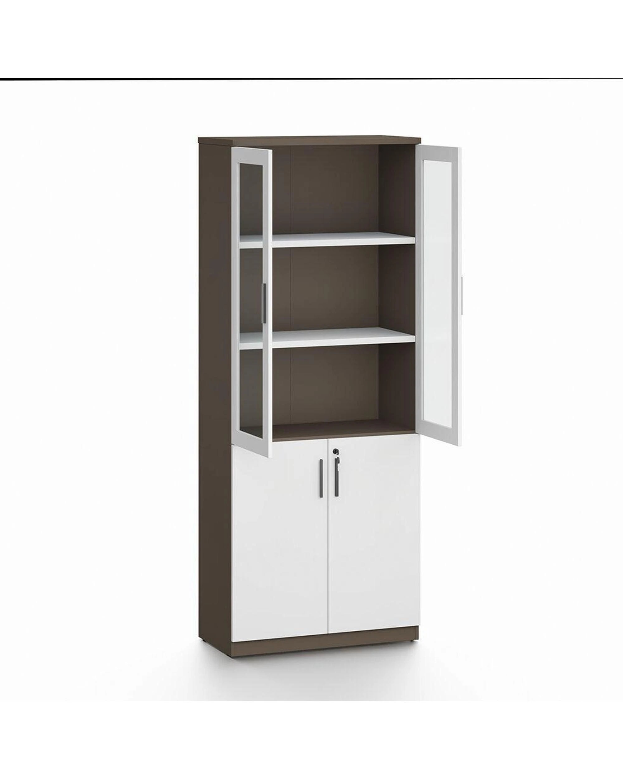 3 Esma  Storage Cabinet Filing Bookcases Unit with  Glass Doors & Lockable Base, 3 of 9