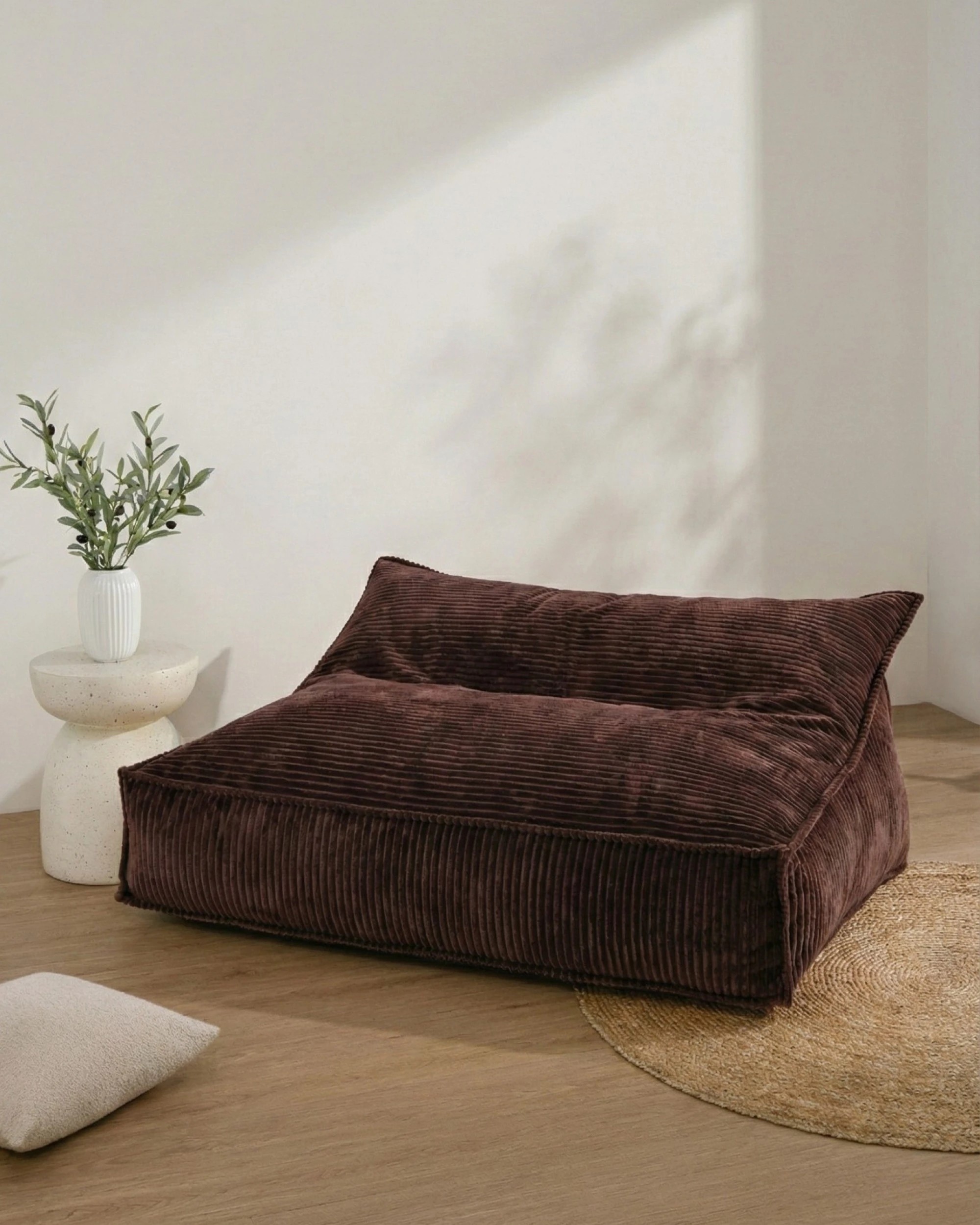 7 Cadence & Co. Wilde Ribbed Luxe Fleece Double Sofa Bean Bag Lounge Cover - Chestnut Brown, 7 of 7