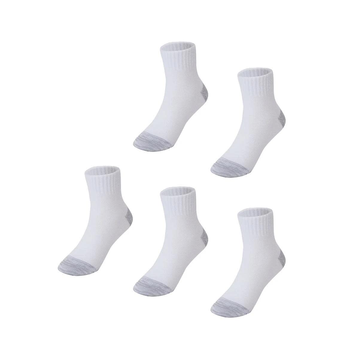 1 5 Pack Tough Quarter Crew Socks White, 1 of 3