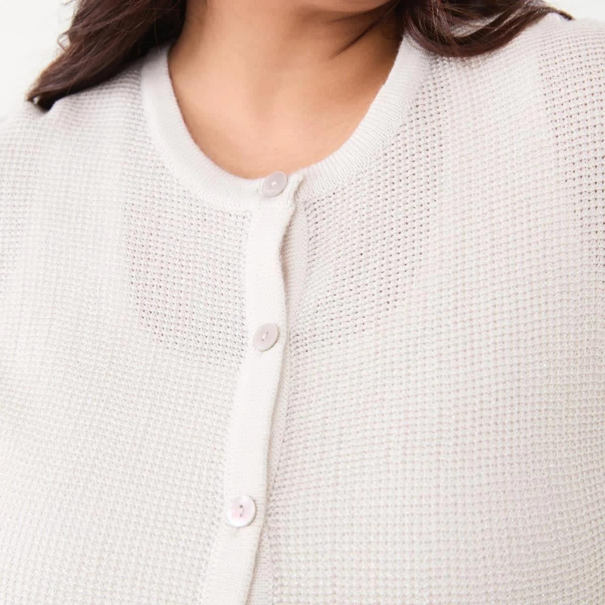 5 Curve Short Sleeve Lurex Cardigan NATURAL BEIGE, 5 of 5