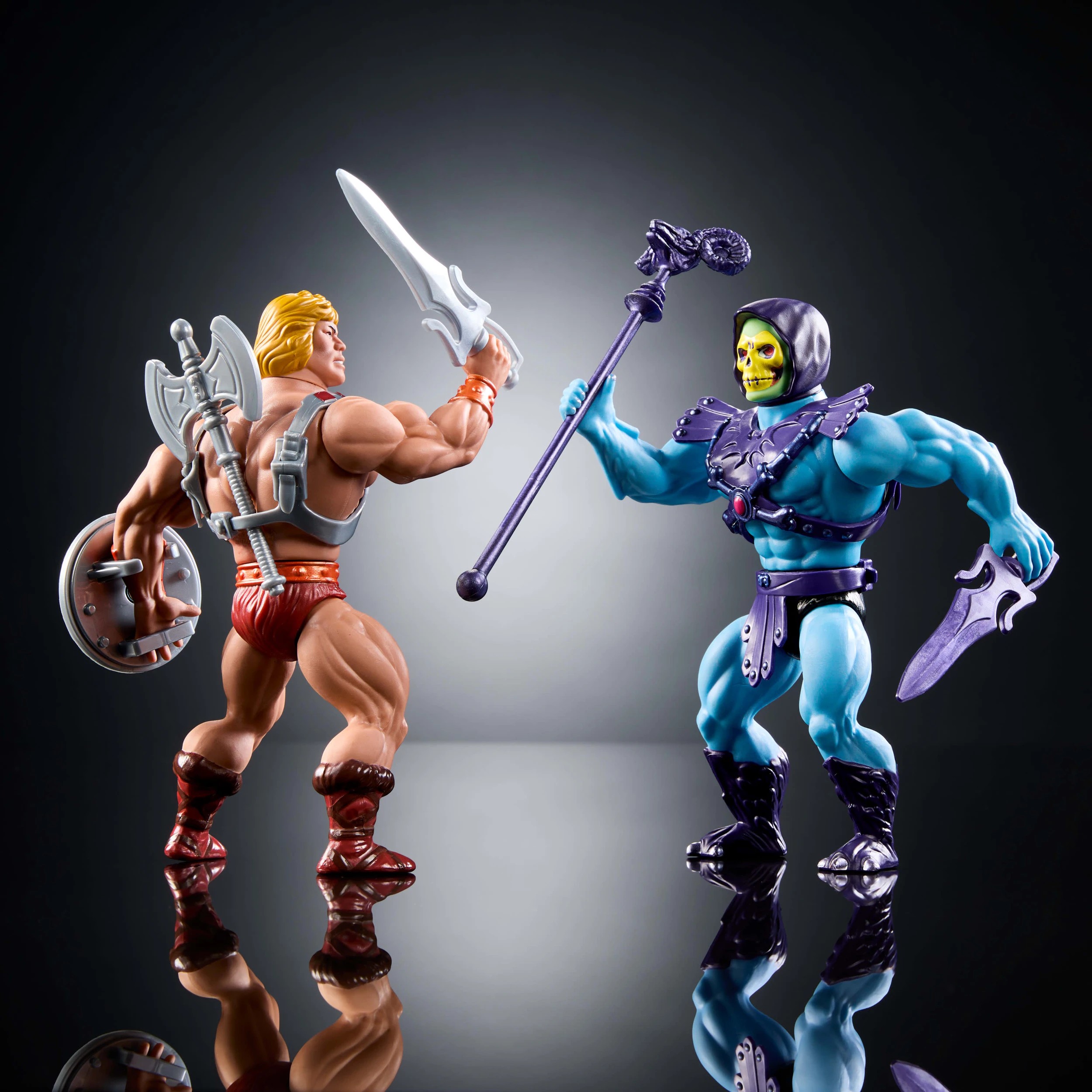 5 2 Pack Masters of the Universe Origins Retro Mattel 80th Anniversary Punching He-Man and Skeletor, 5 of 6