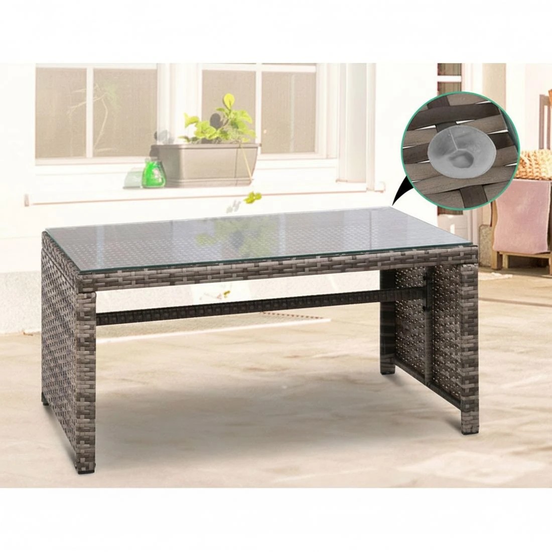 4 Gardeon 4 PCS Outdoor Sofa Set Rattan Chair Table Setting Garden Furniture - Grey, 4 of 5