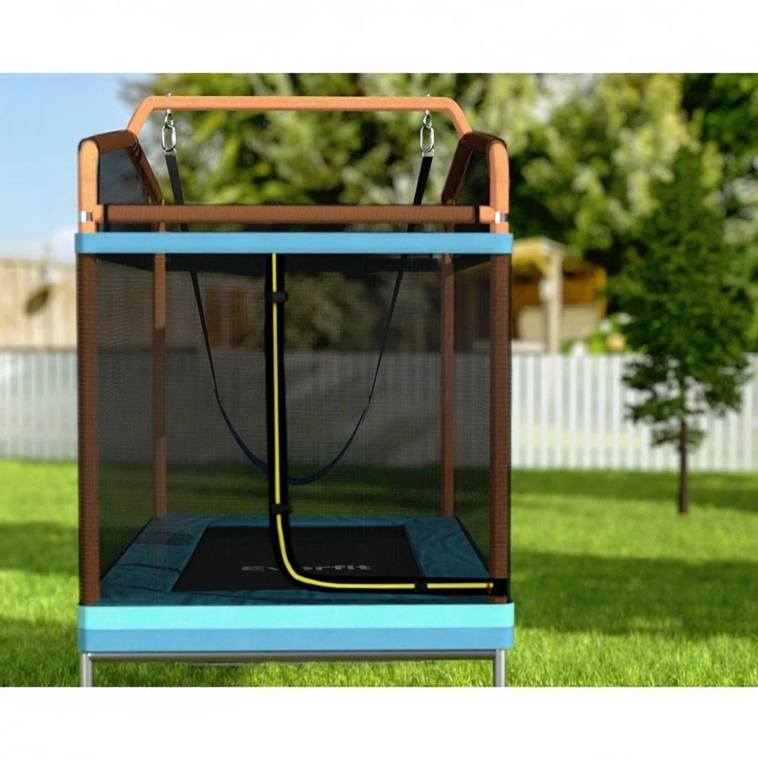 4 Everfit 6FT Trampoline for Kids w/ Enclosure Safety Net Swing Rectangle - Multi, 4 of 7