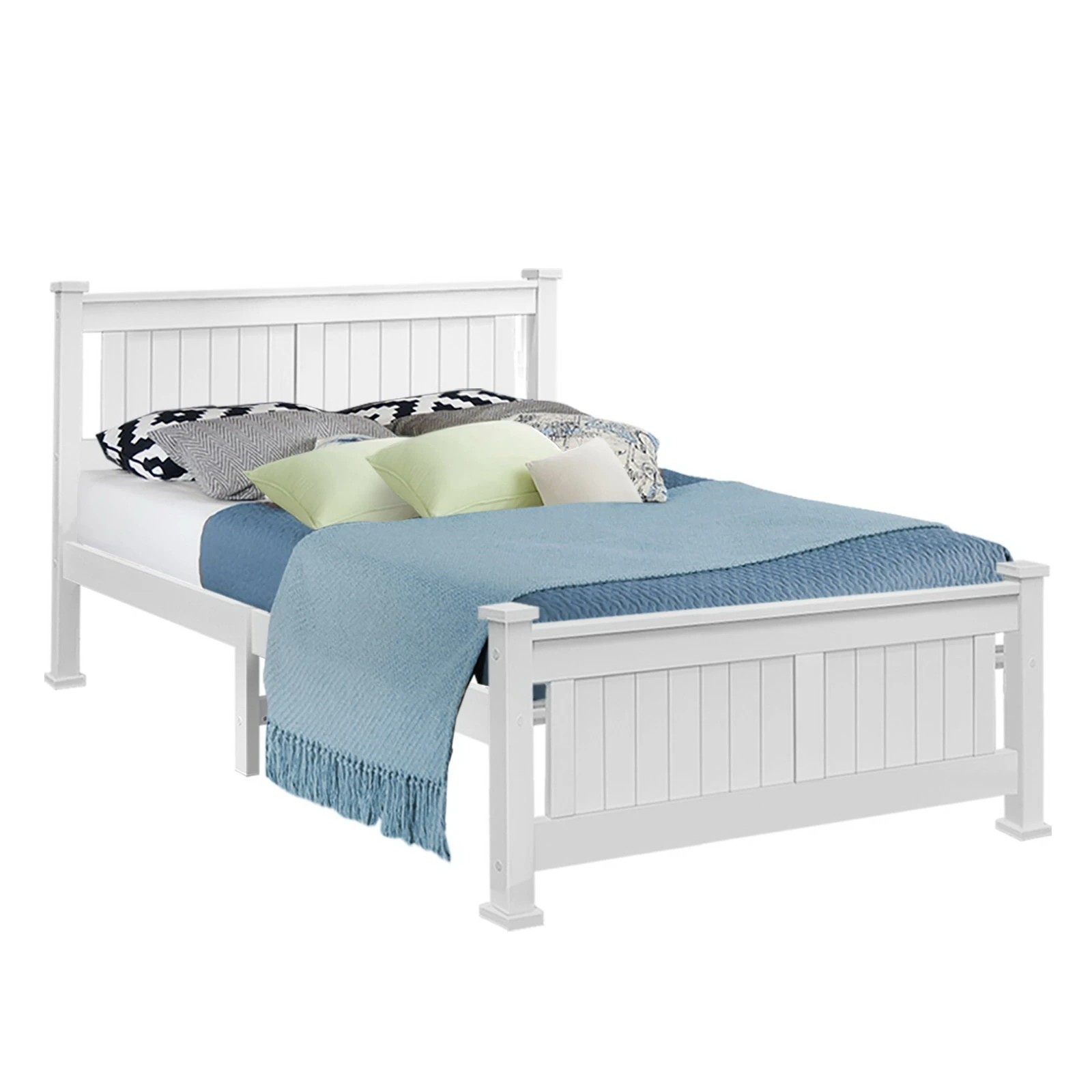 1 Artiss Bed Frame Double Size Wooden  RIO - White, 1 of 10