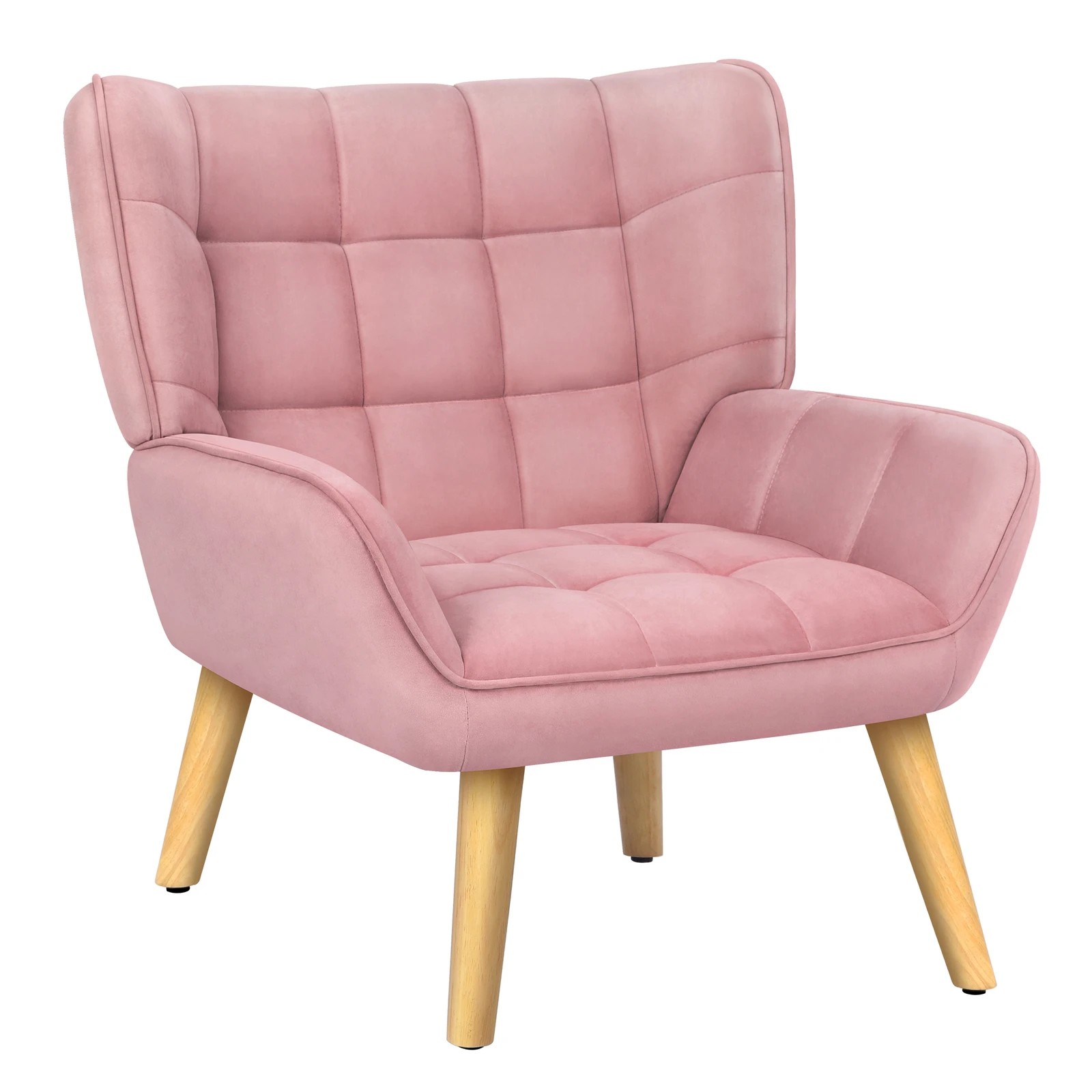 1 Alfordson Armchair Accent Chair Upholstered Lounge Sofa Tub Couch Velvet - Pink, 1 of 9