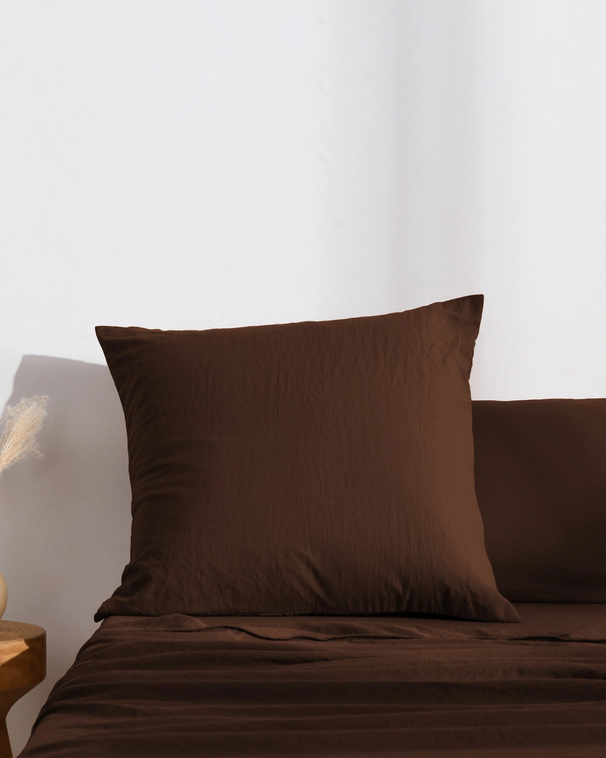 1 Dreamaker Superfine Washed Microfibre European Pillowcase - Chocolate, 1 of 5