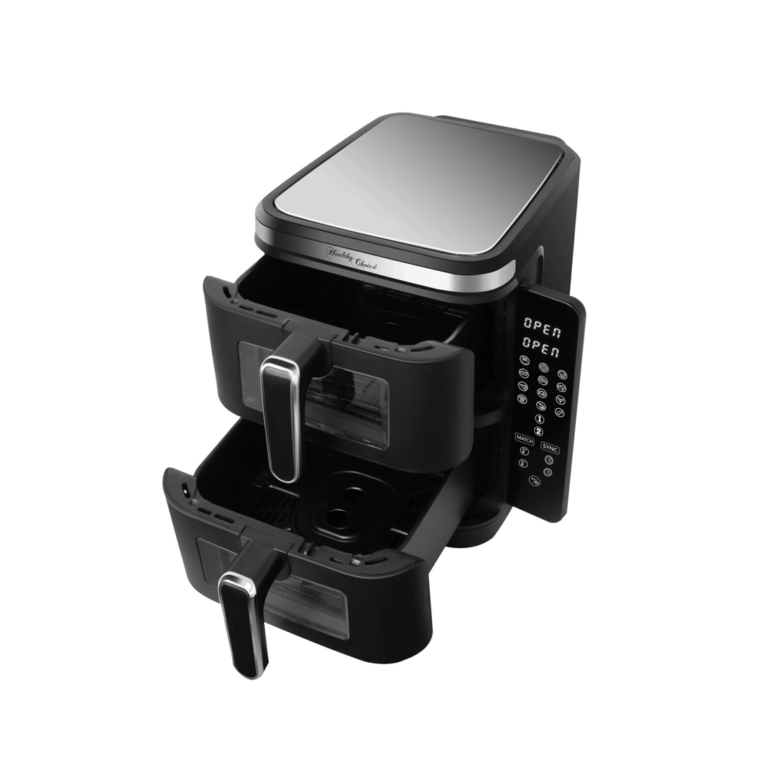 4 Healthy Choice 2400W 11L Double Decker Digital Dual Zone Air Fryer with 2 Cooking Zones & Foldable Screen, 4 of 9