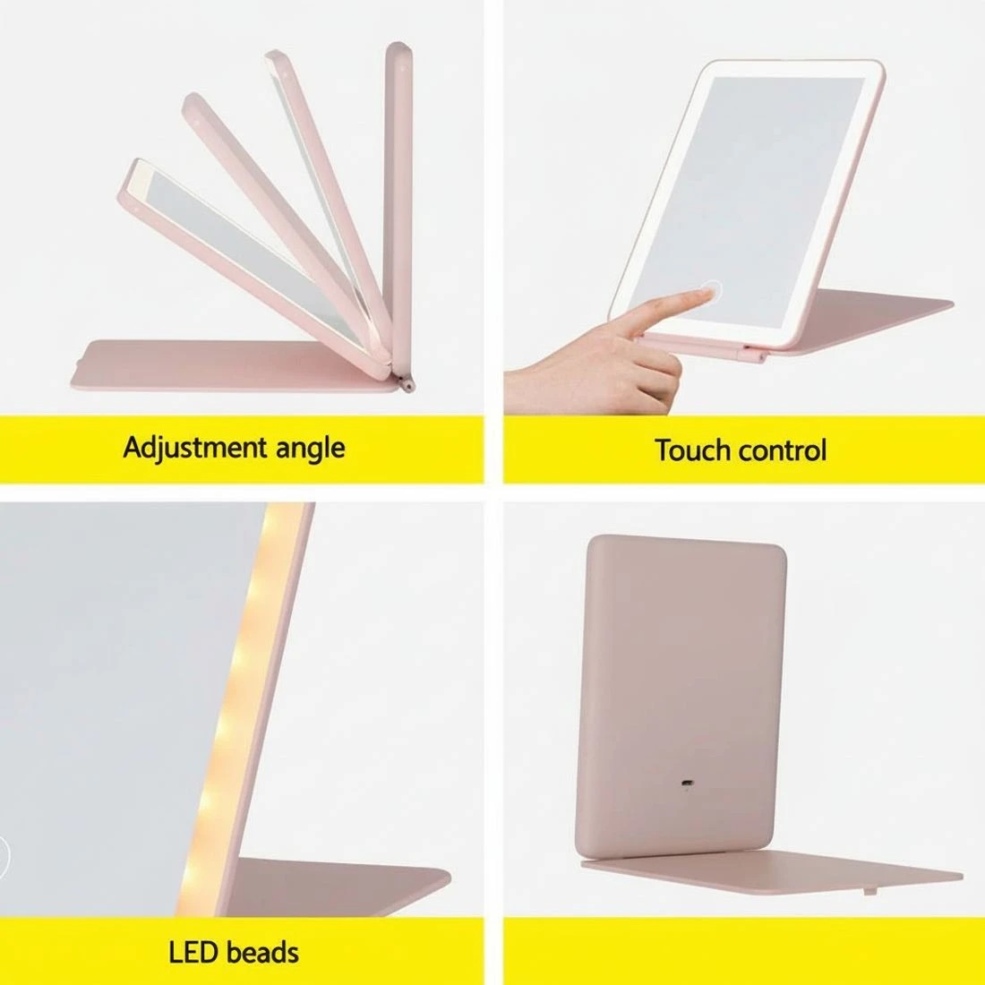 6 Embellir Compact Makeup Mirror w/ LED Light Portable Foldable Travel Beauty - Pink, 6 of 6